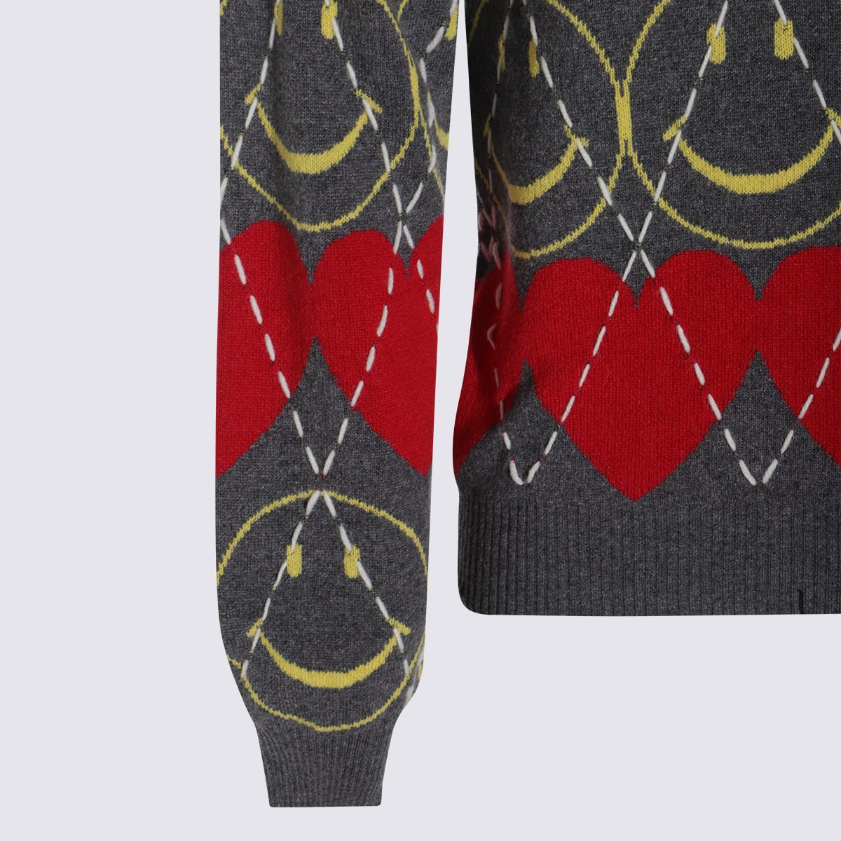 Moschino Ribbed Crewneck Sweater Graphic Pattern In Multi