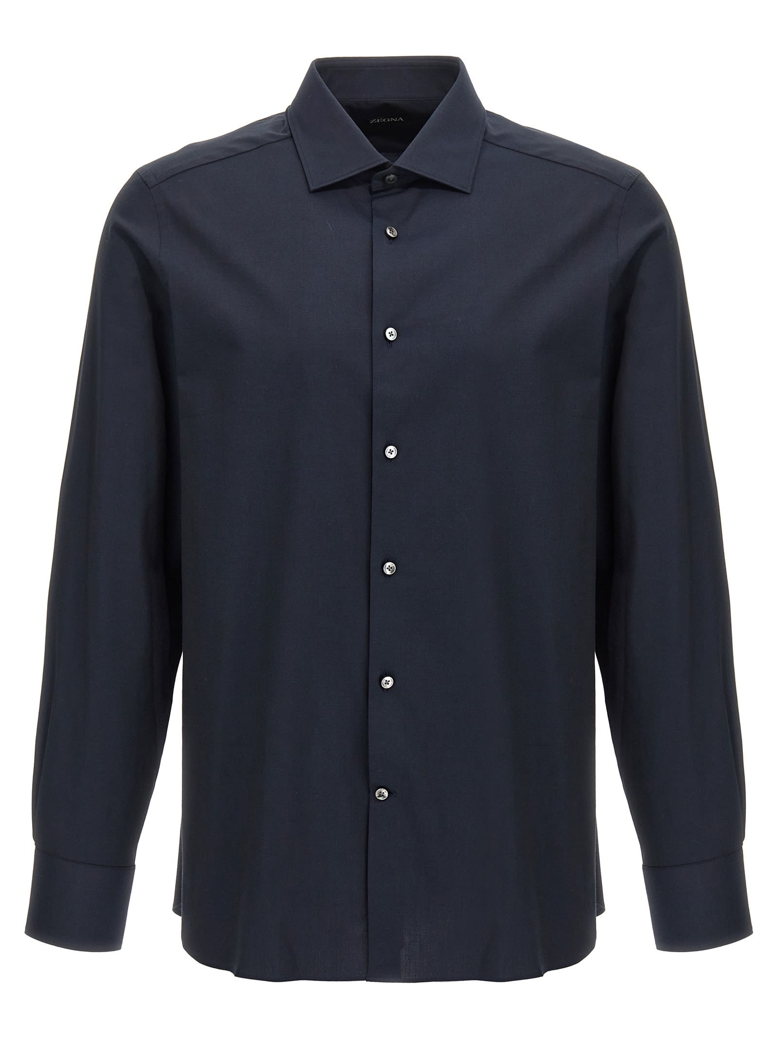 Shop Zegna Poplin Shirt In Blue