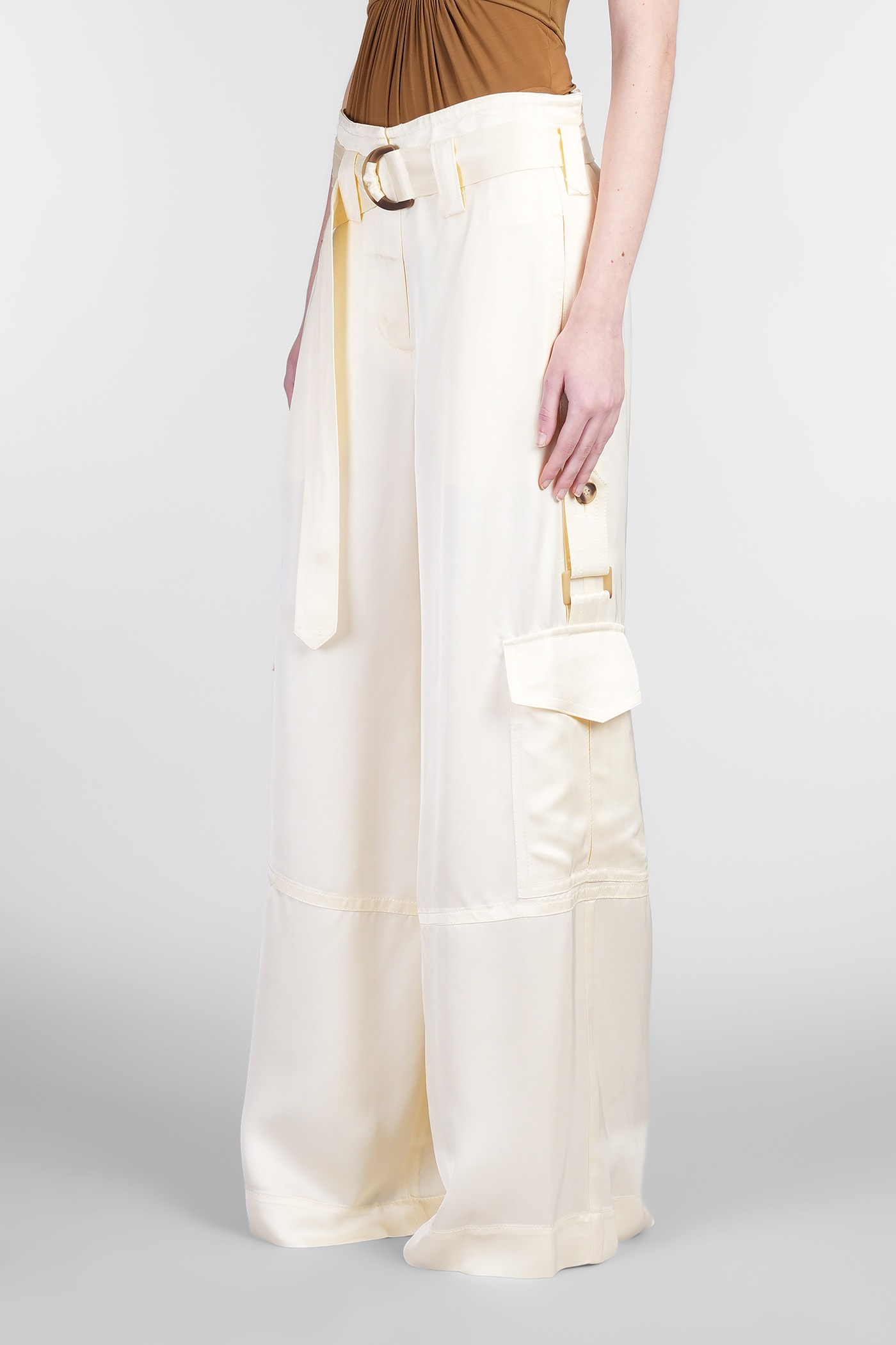 Zimmermann Ivory Viscose Pants In Yellow