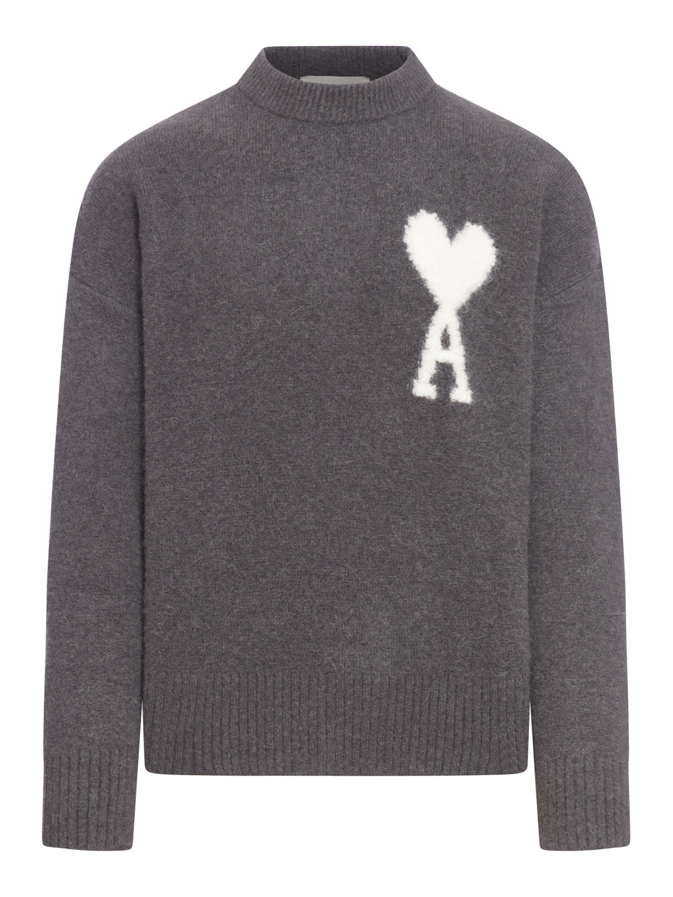 Shop Ami Alexandre Mattiussi Off White Adc Sweater In Dark Grey