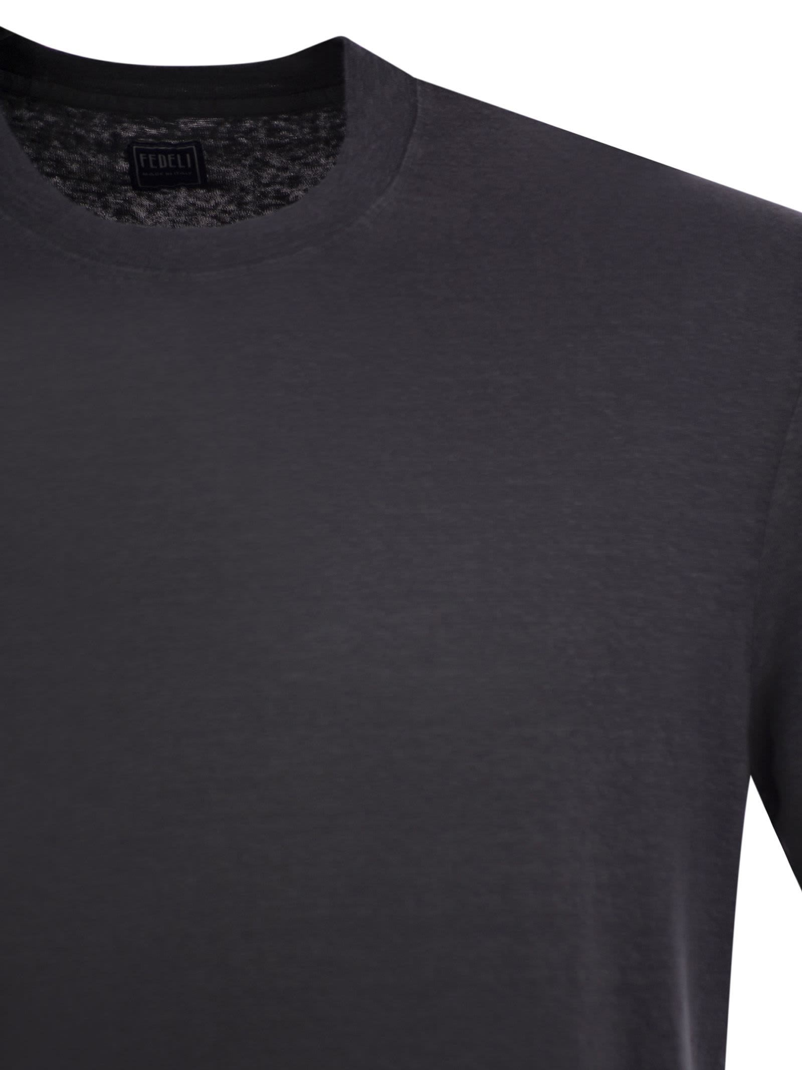 Fedeli Stretch Linen Short-sleeved T-shirt