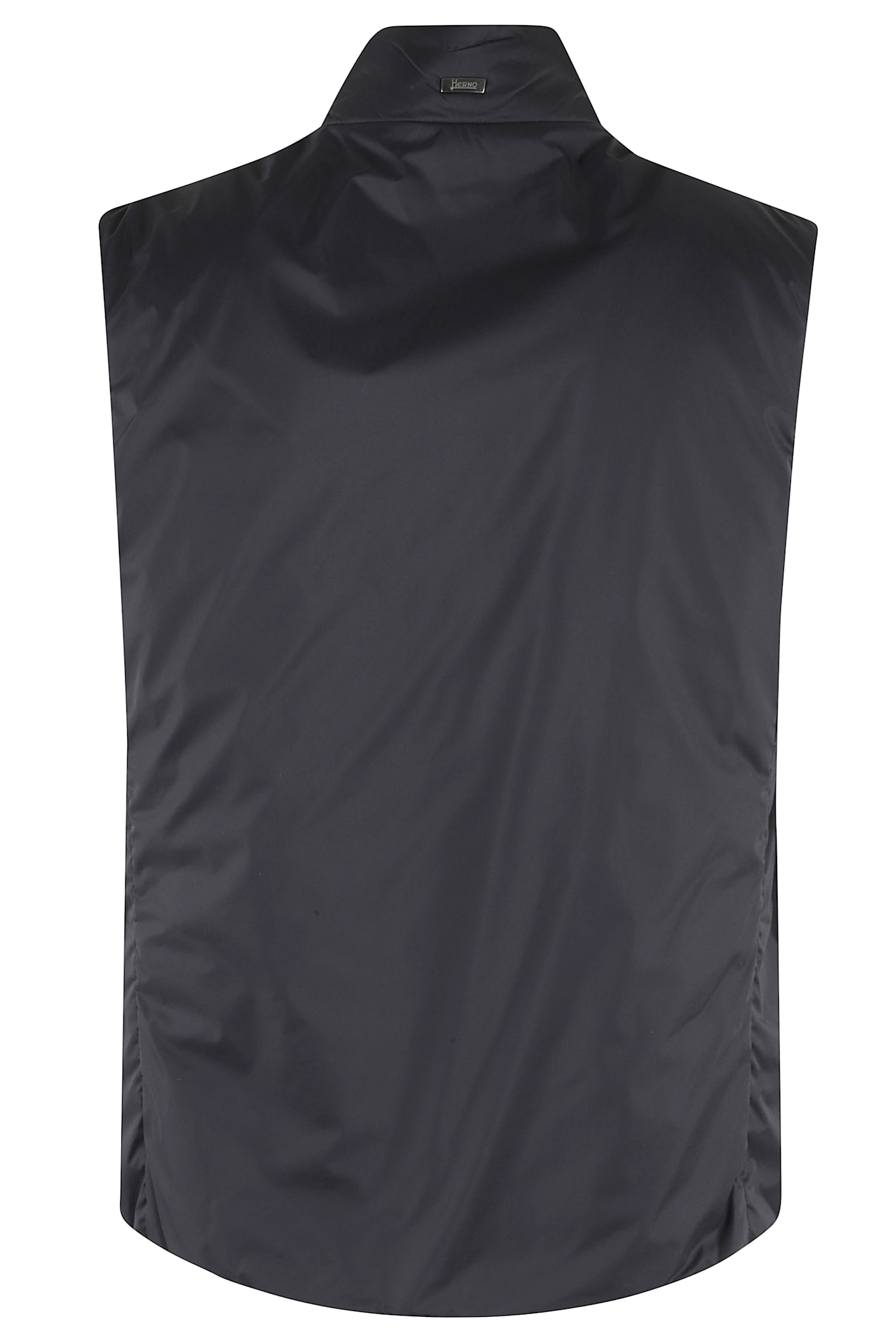Herno High-collar Microfibre Gilet With Zip Closure In Blu