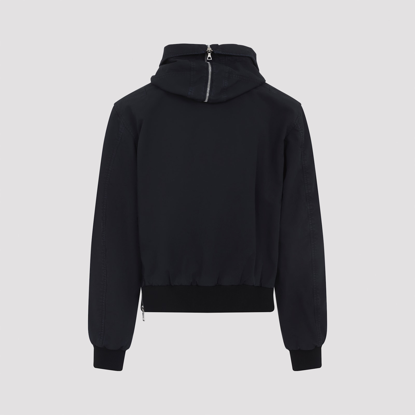 Dries Van Noten Modern Hooded Jacket Ribbed Cuffs In Black