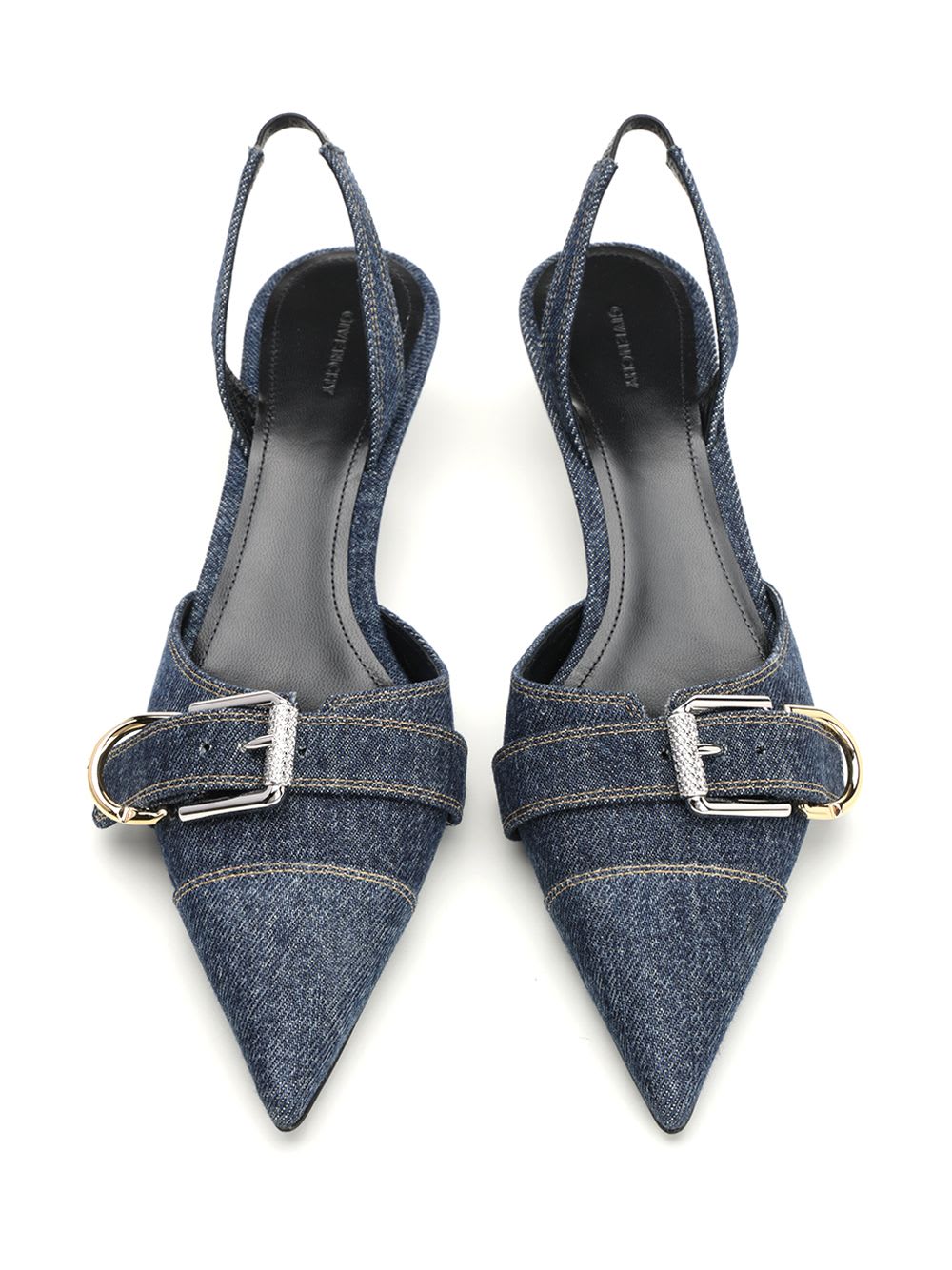 Givenchy Voyou Denim Buckle Slingback Pumps In Darkblue