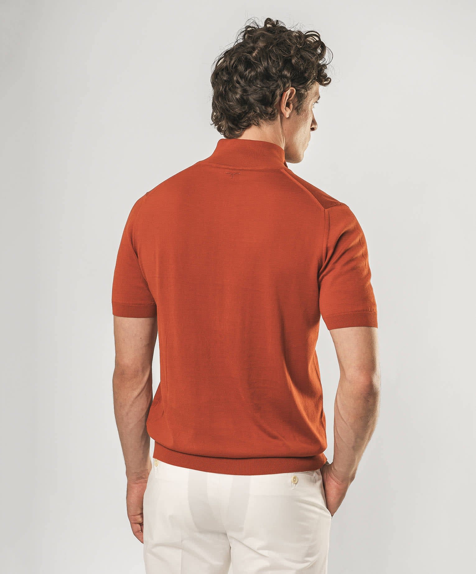 Larusmiani Paul T-shirt With Zip Sweater In Orange