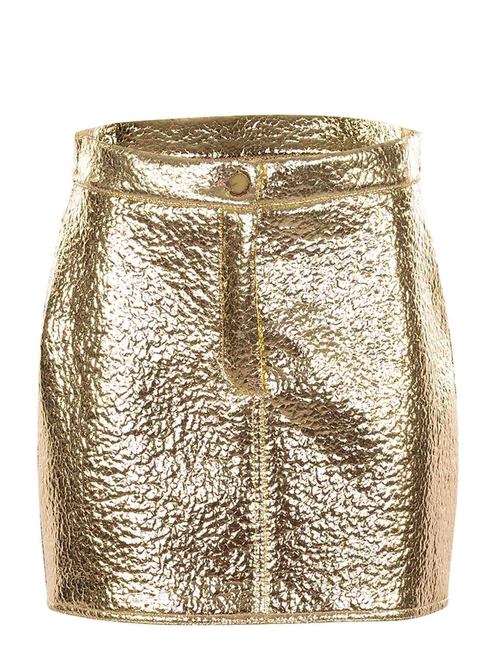 Skirt Alysi In Faux Leather Gold.