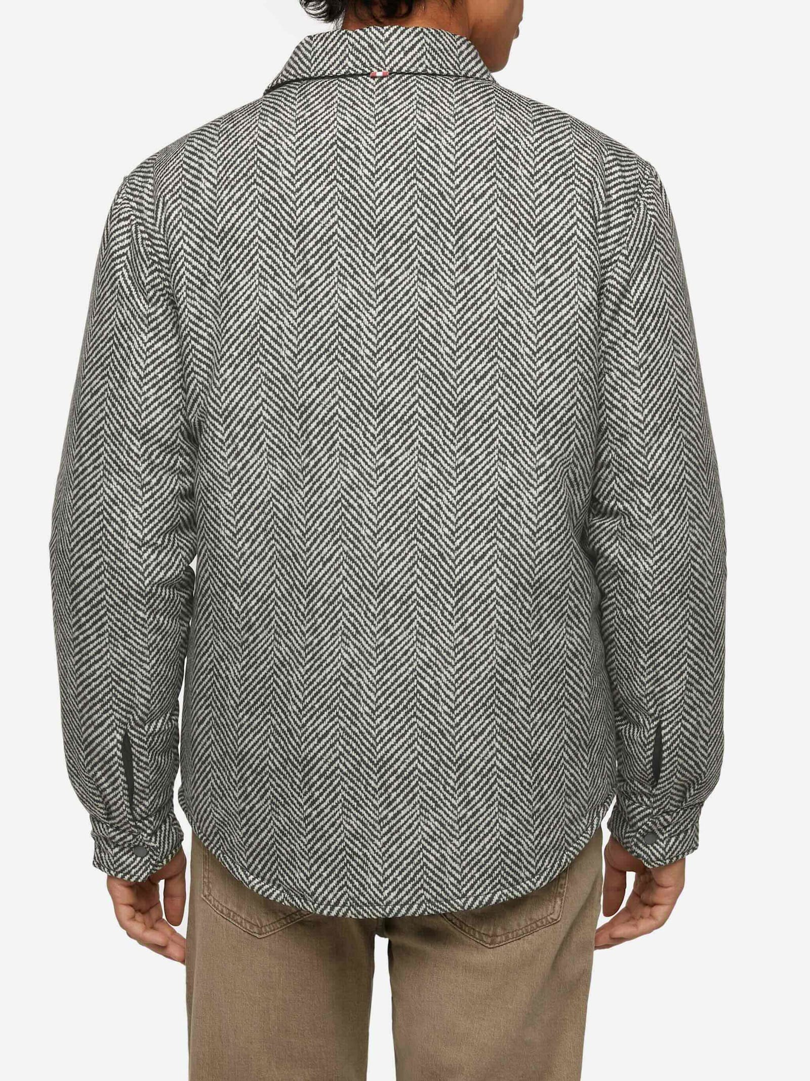 Mc2 Saint Barth Technic Fabric Overshirt Chalet With Herringbone Print In Black