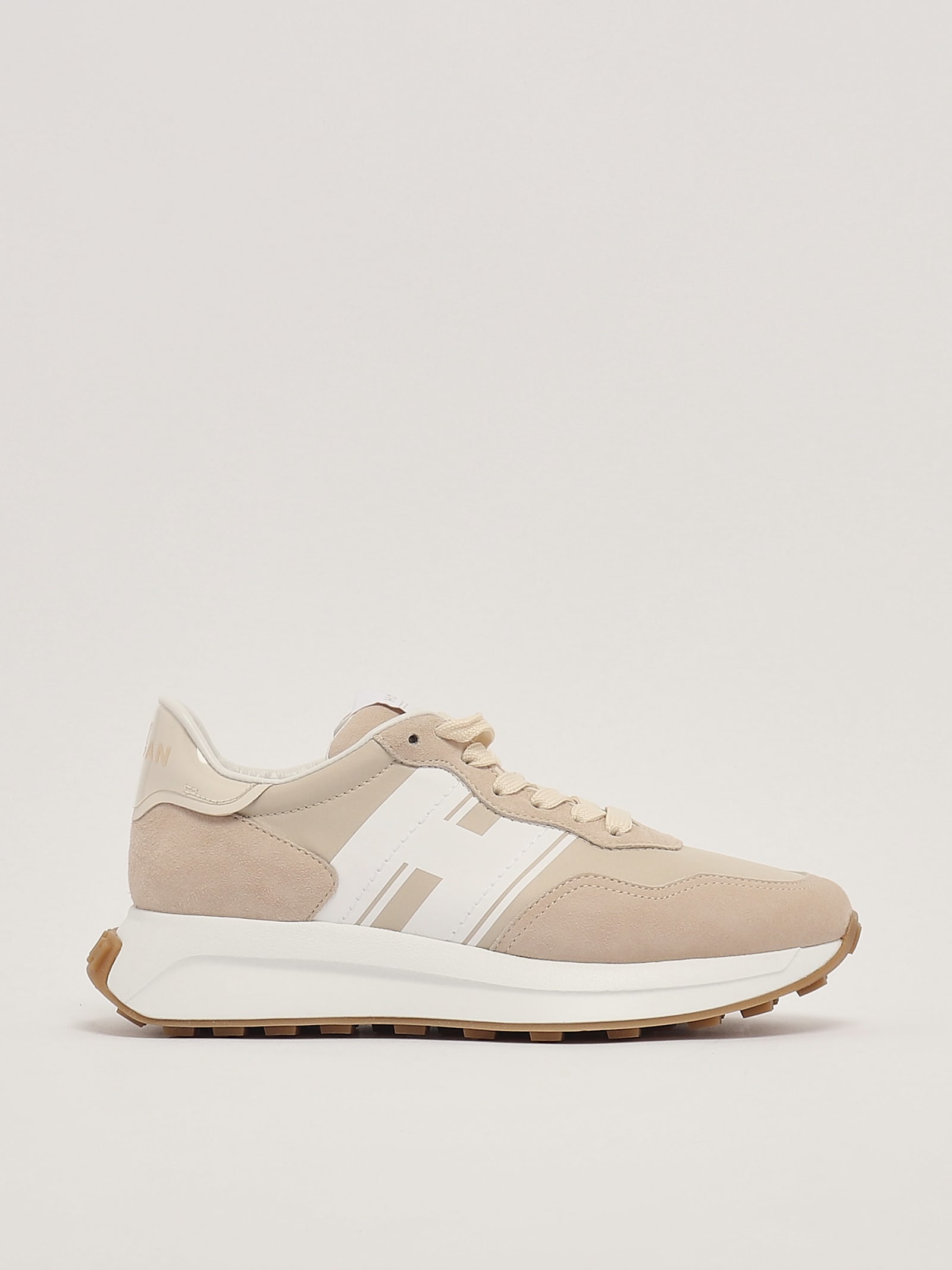 Shop Hogan H 641 Allacciato Sneaker In Beige-bianco