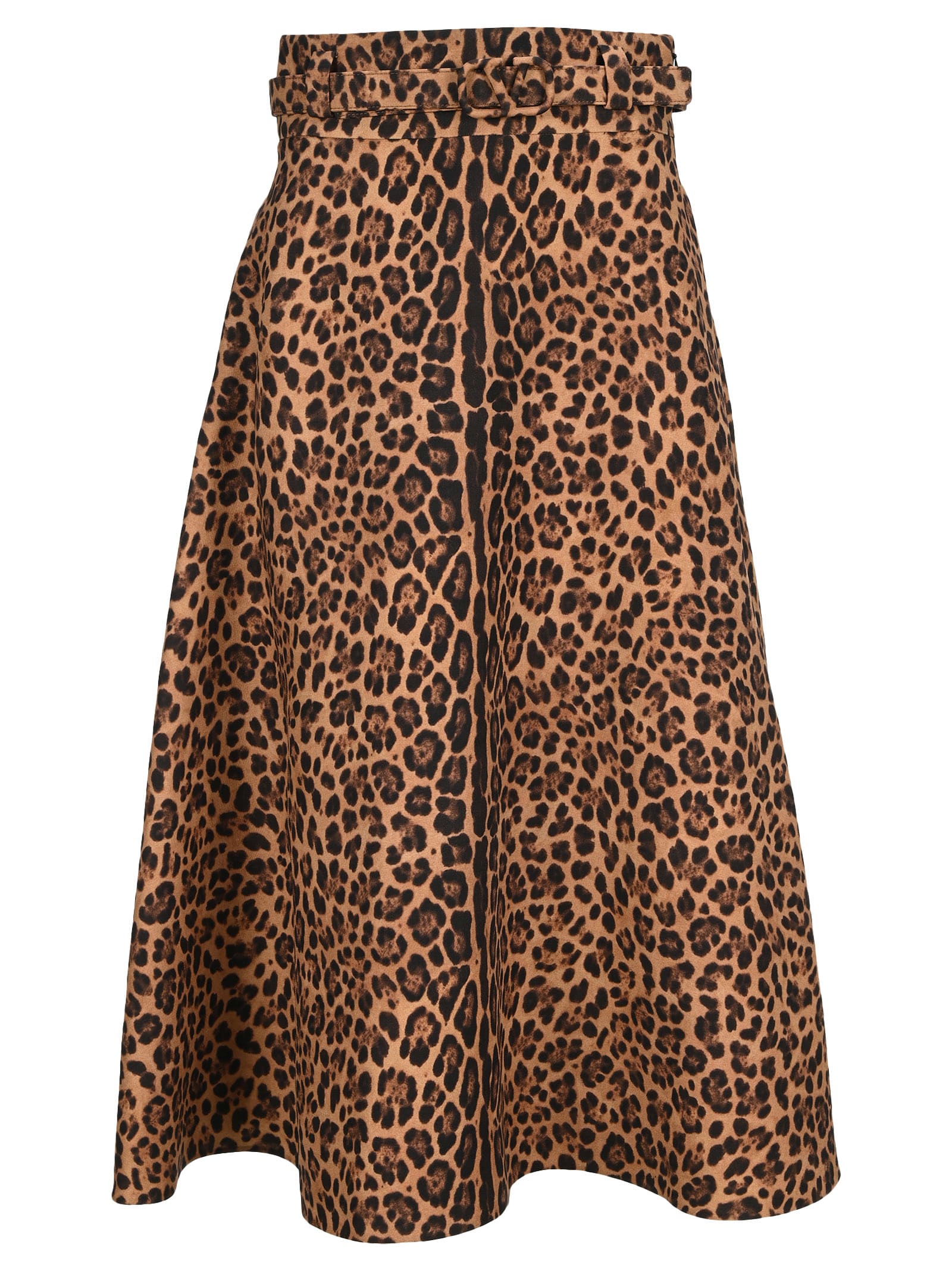 Valentino Crepe Couture Skirt With Animalier Print