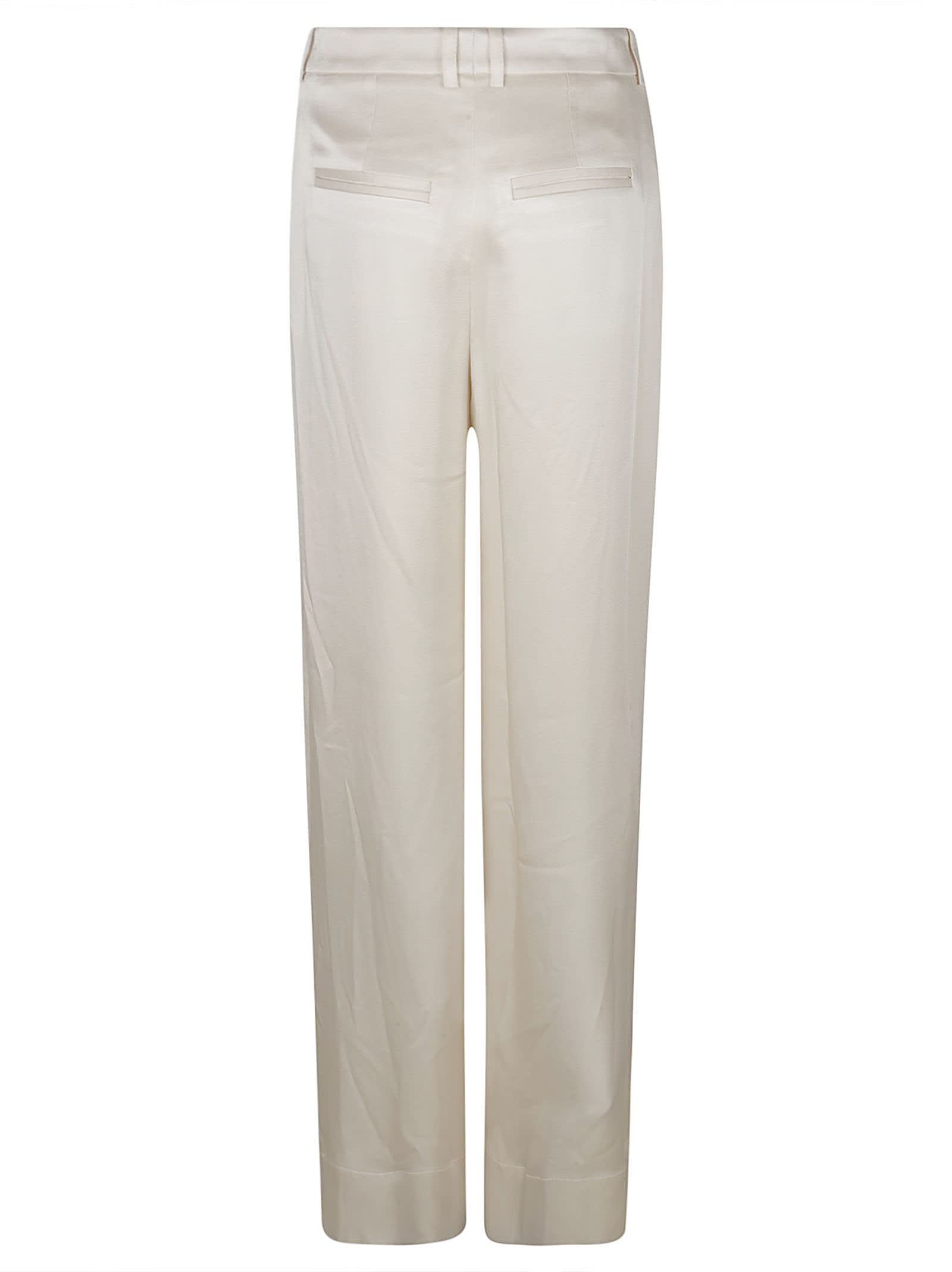 Shop Saint Laurent Wrap Straight Trousers In Craie