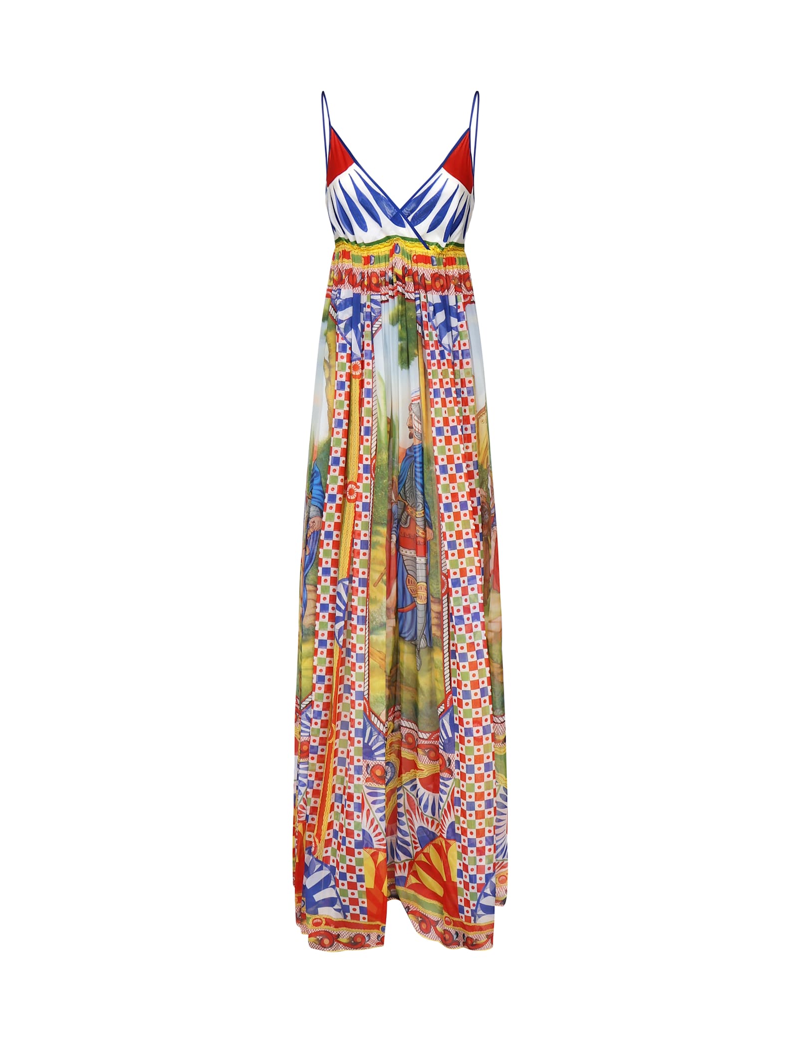 Dolce & Gabbana Silk Dress With Cart Print