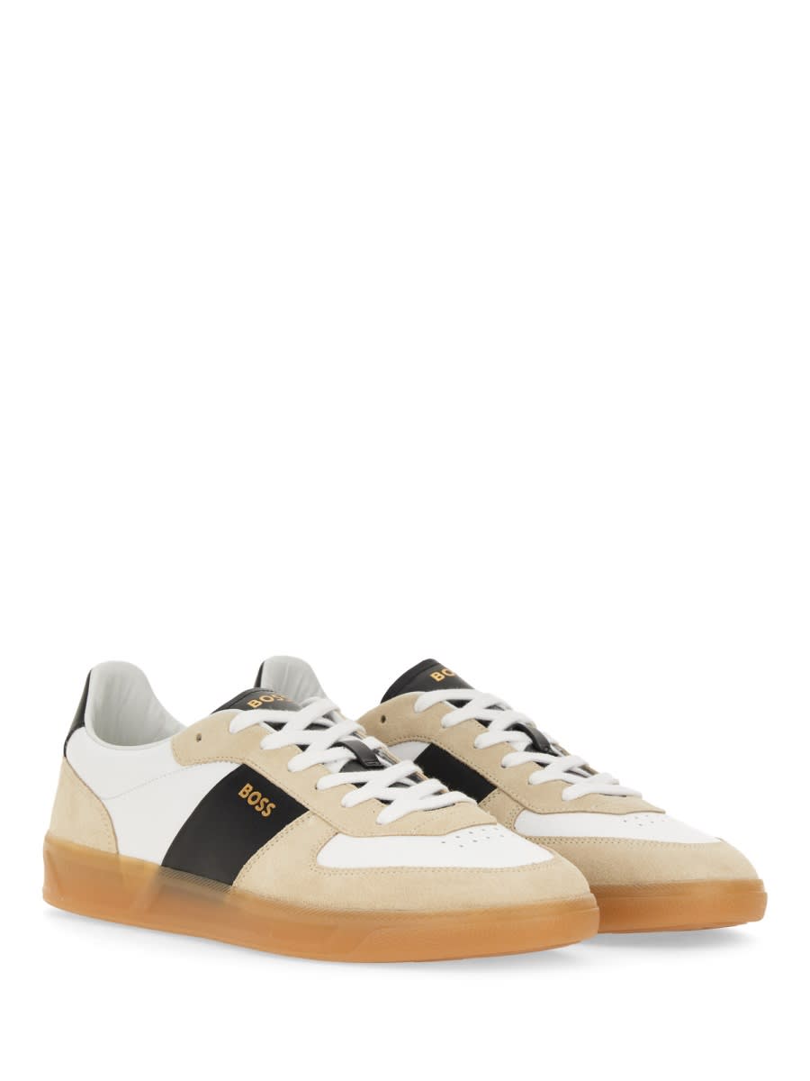 Shop Hugo Boss Sneaker With Logo In Beige