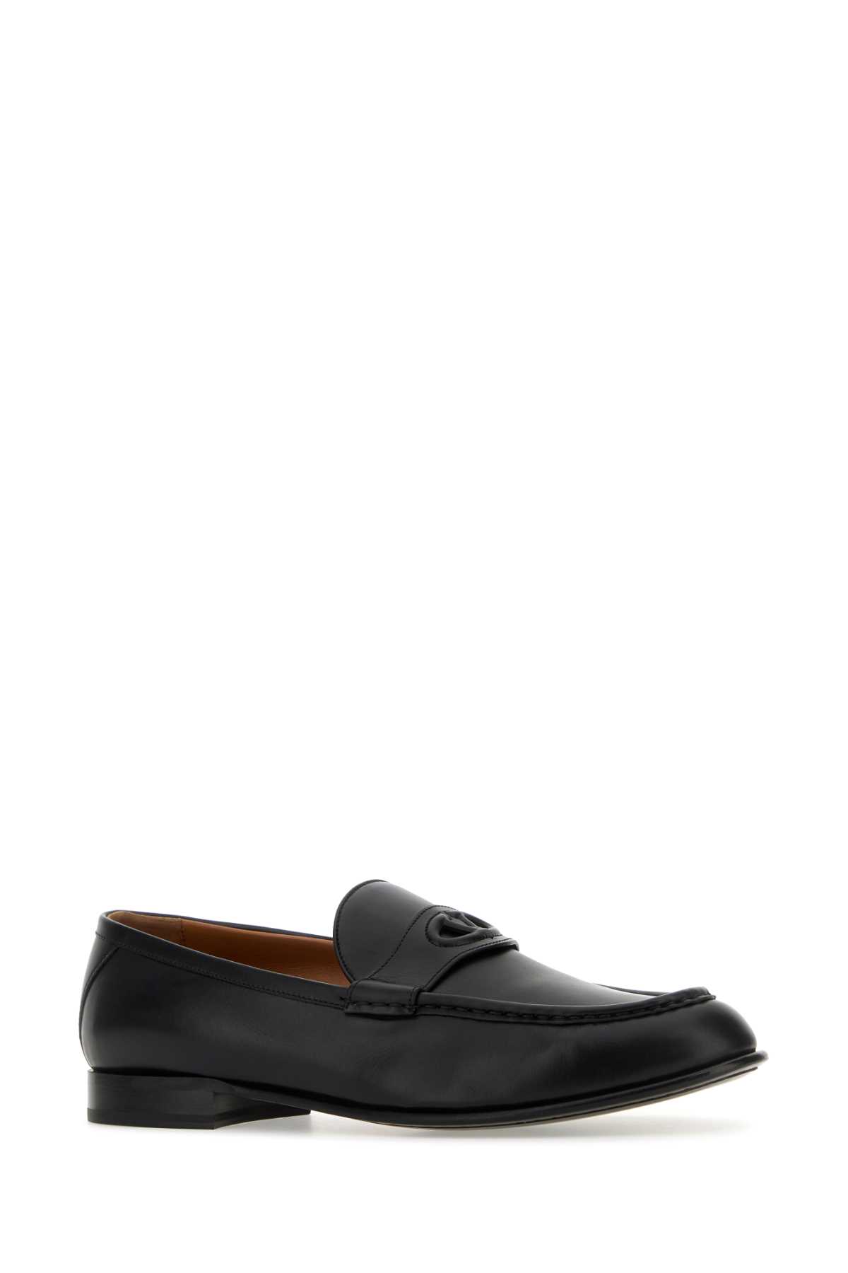 Shop Valentino Black Leather Loafers