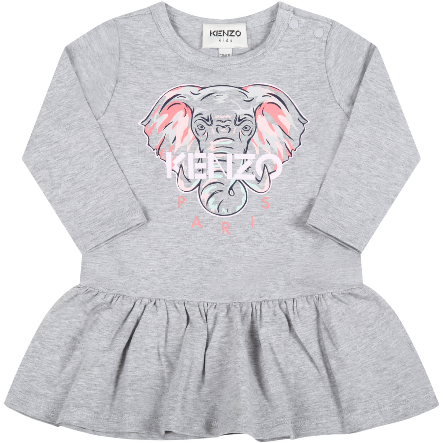 Kenzo Kids Grey Dress For Baby Girl