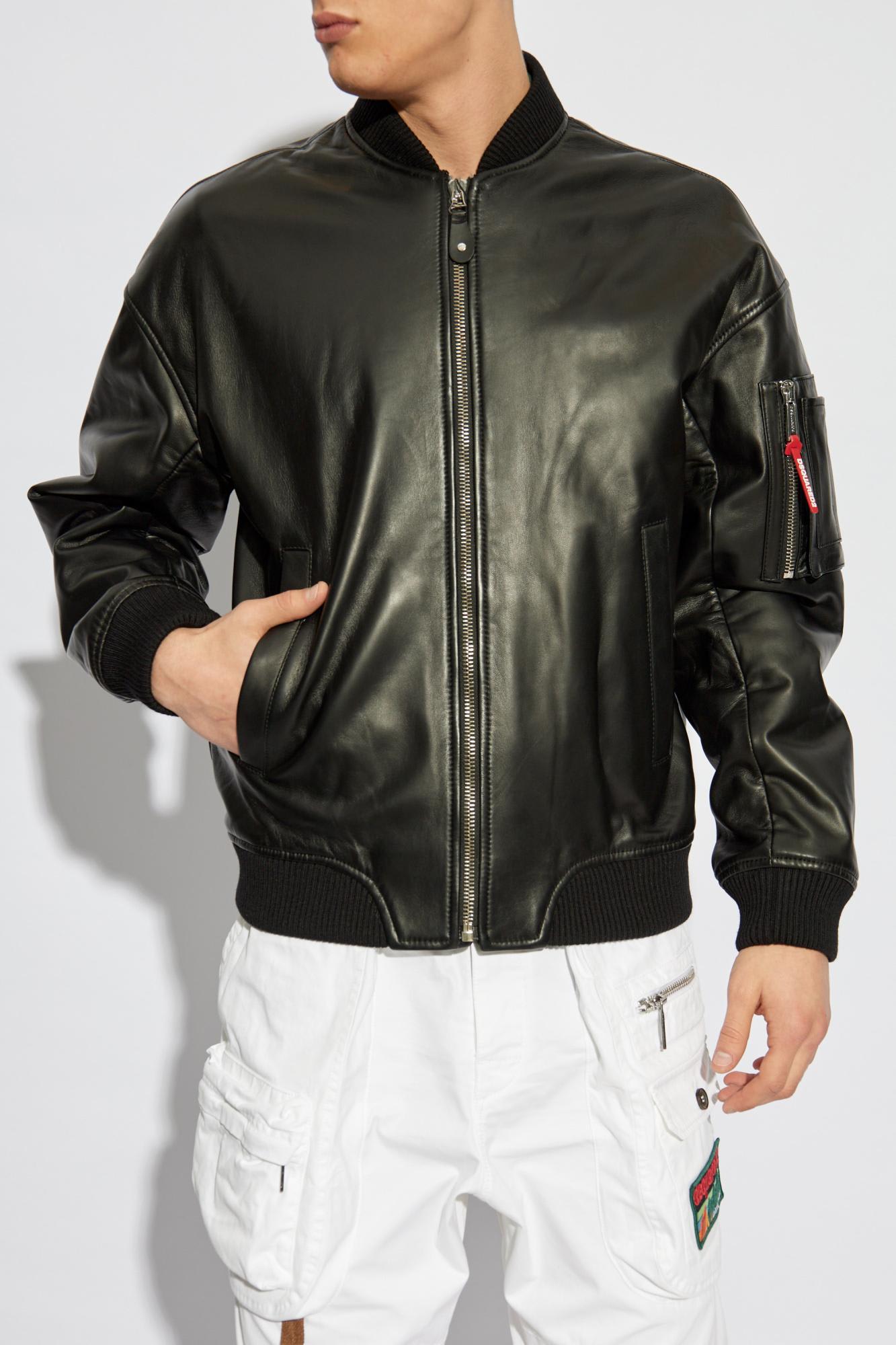 Dsquared2 Dsquared Men Black Leather Jacket In Black