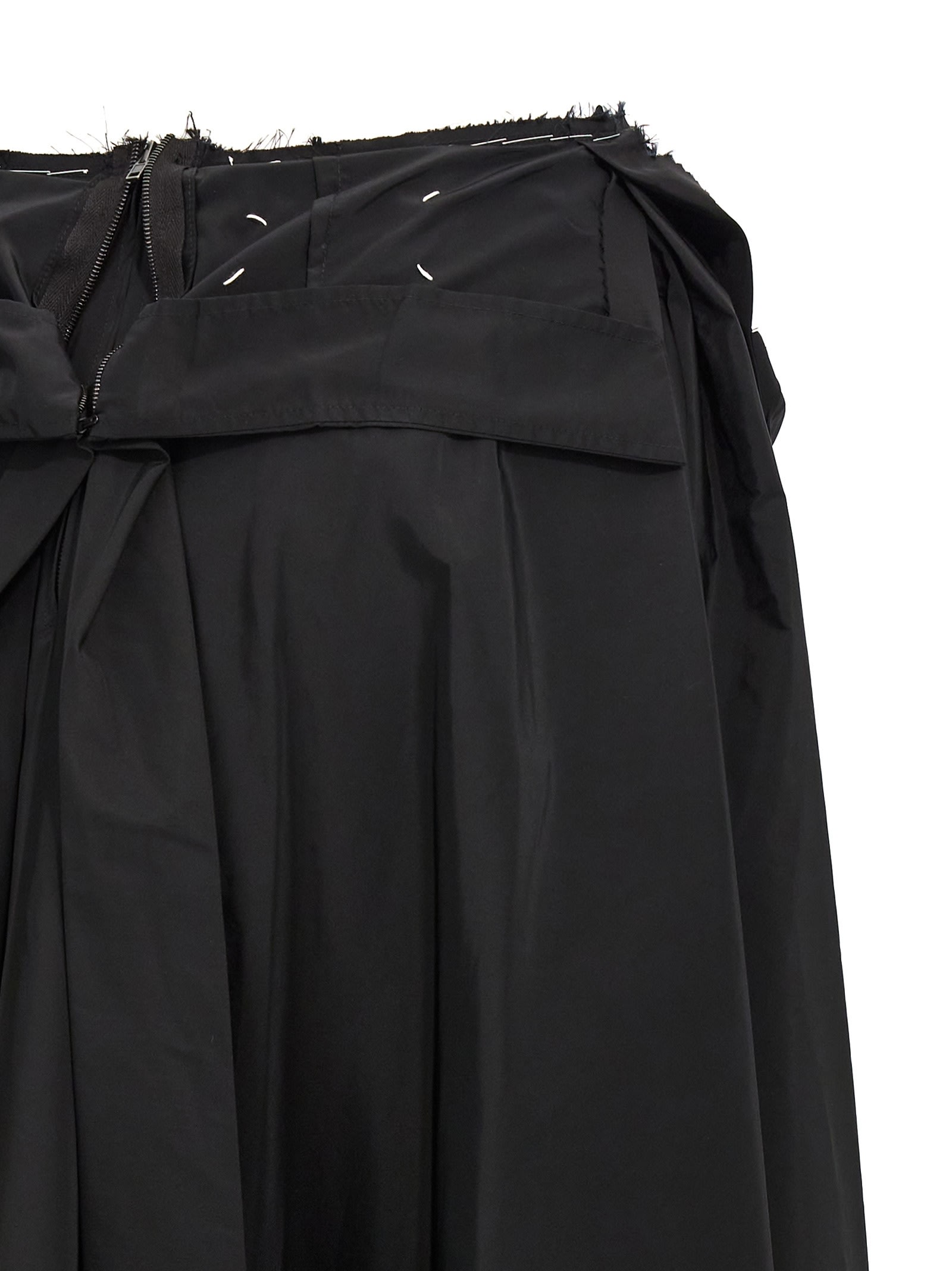 Shop Maison Margiela Taffeta Midi Skirt In Black