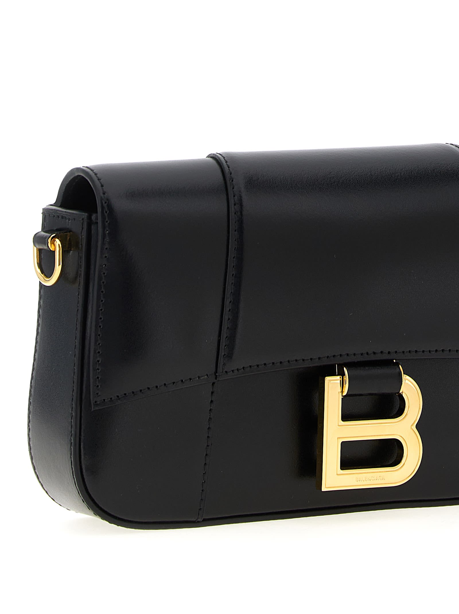 Balenciaga Small Hourglass Magnetic-closure Shoulder Bag In Black