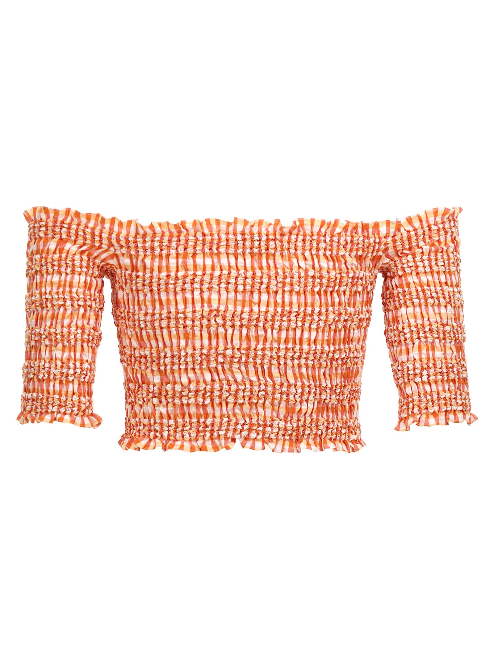 Shop Kenzo Smock Stitch Cropped Top In Orange