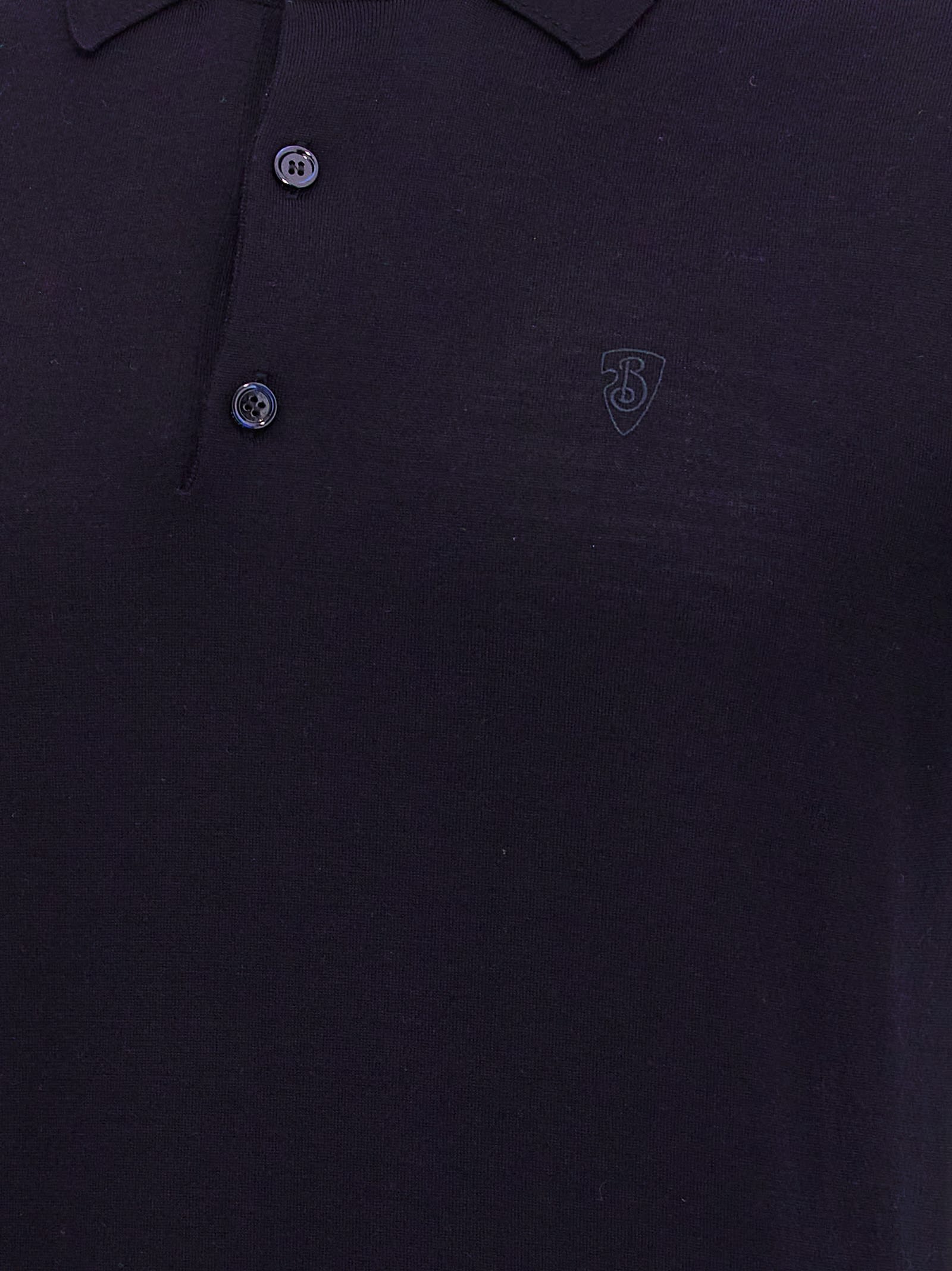 Burberry Wool Polo Shirt In Blue
