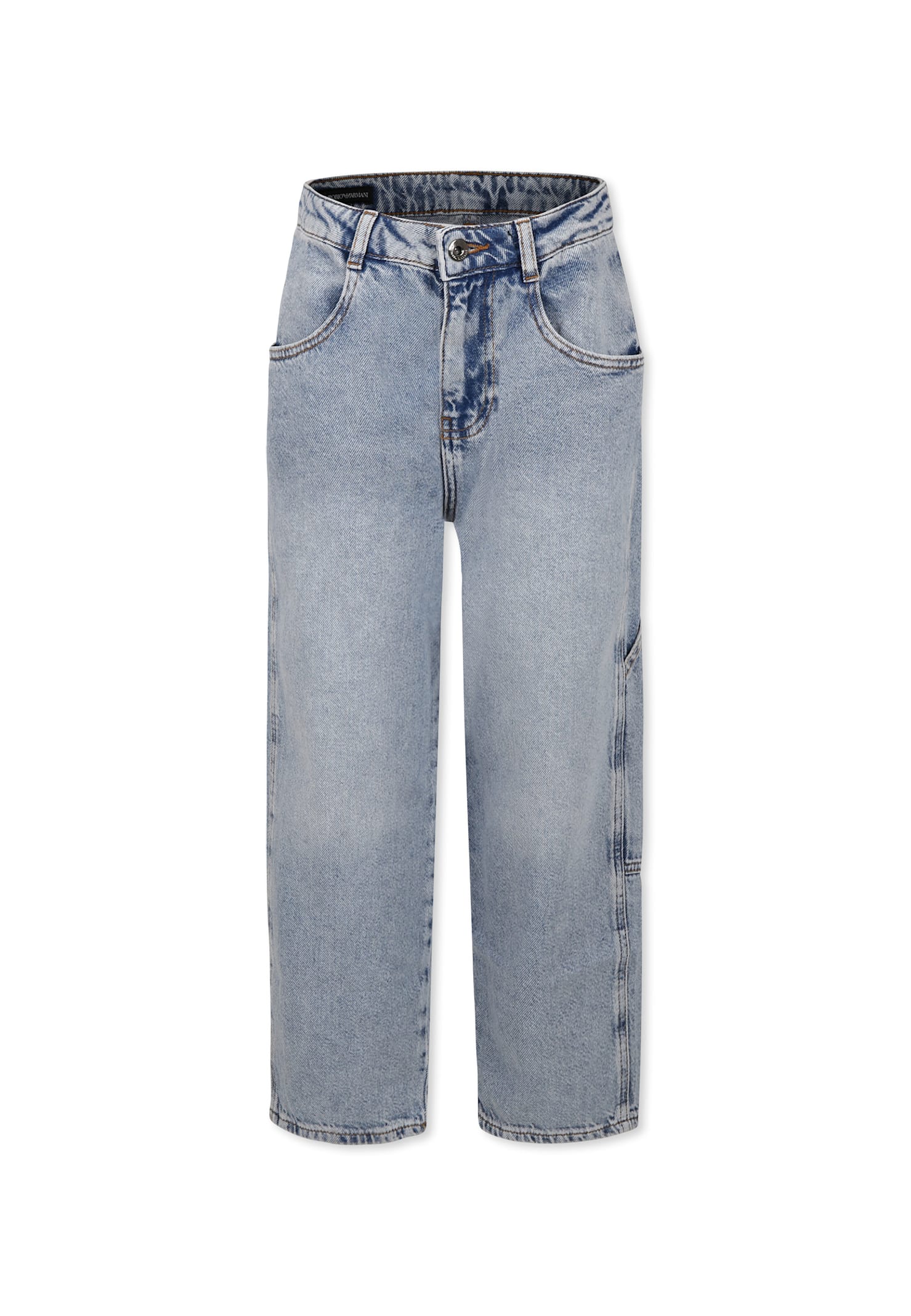 Emporio Armani Denim Jeans For Boy With Eagle In Denim