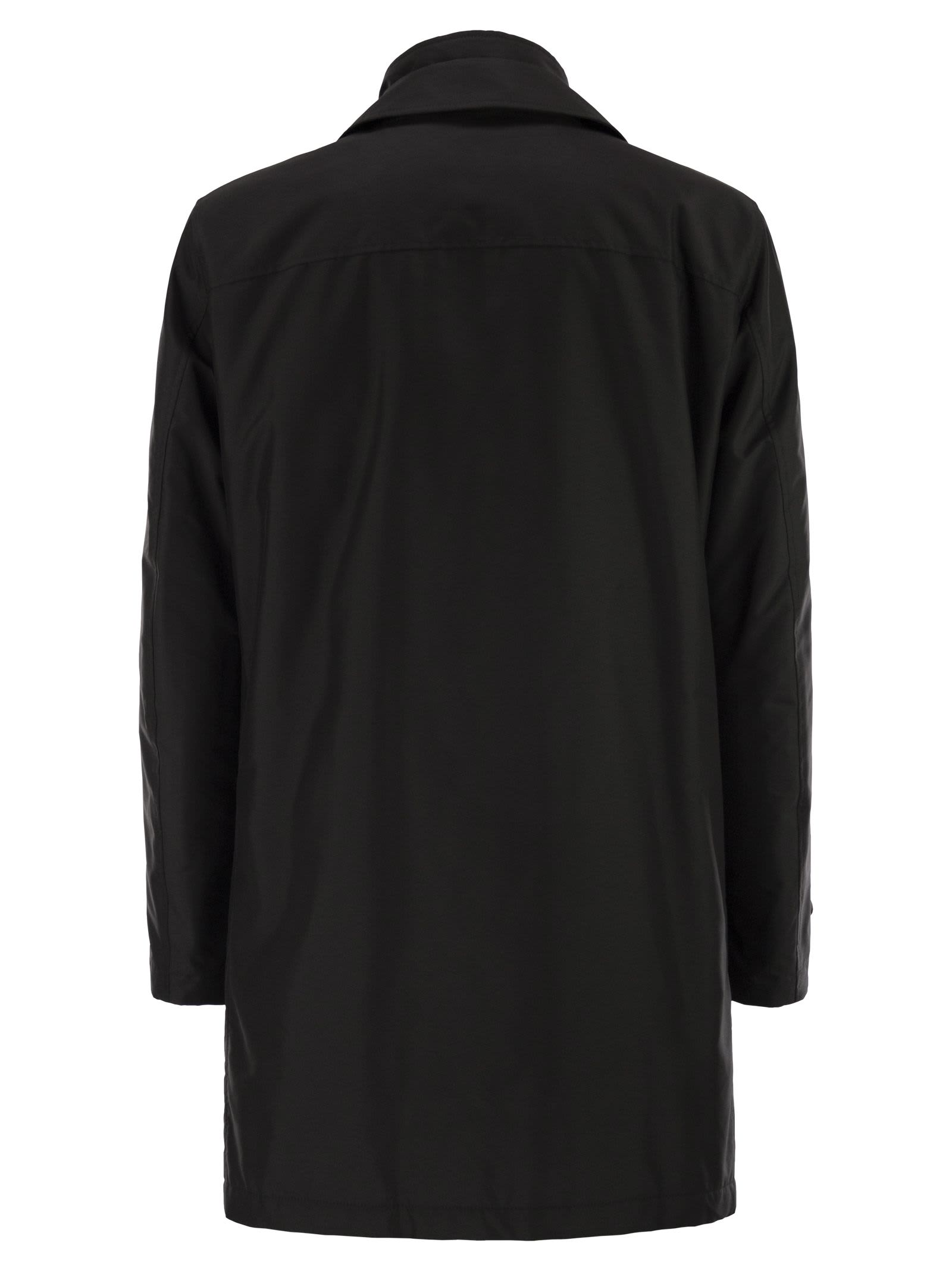 Fay Men Morning Coat In Technical Poplin In Black