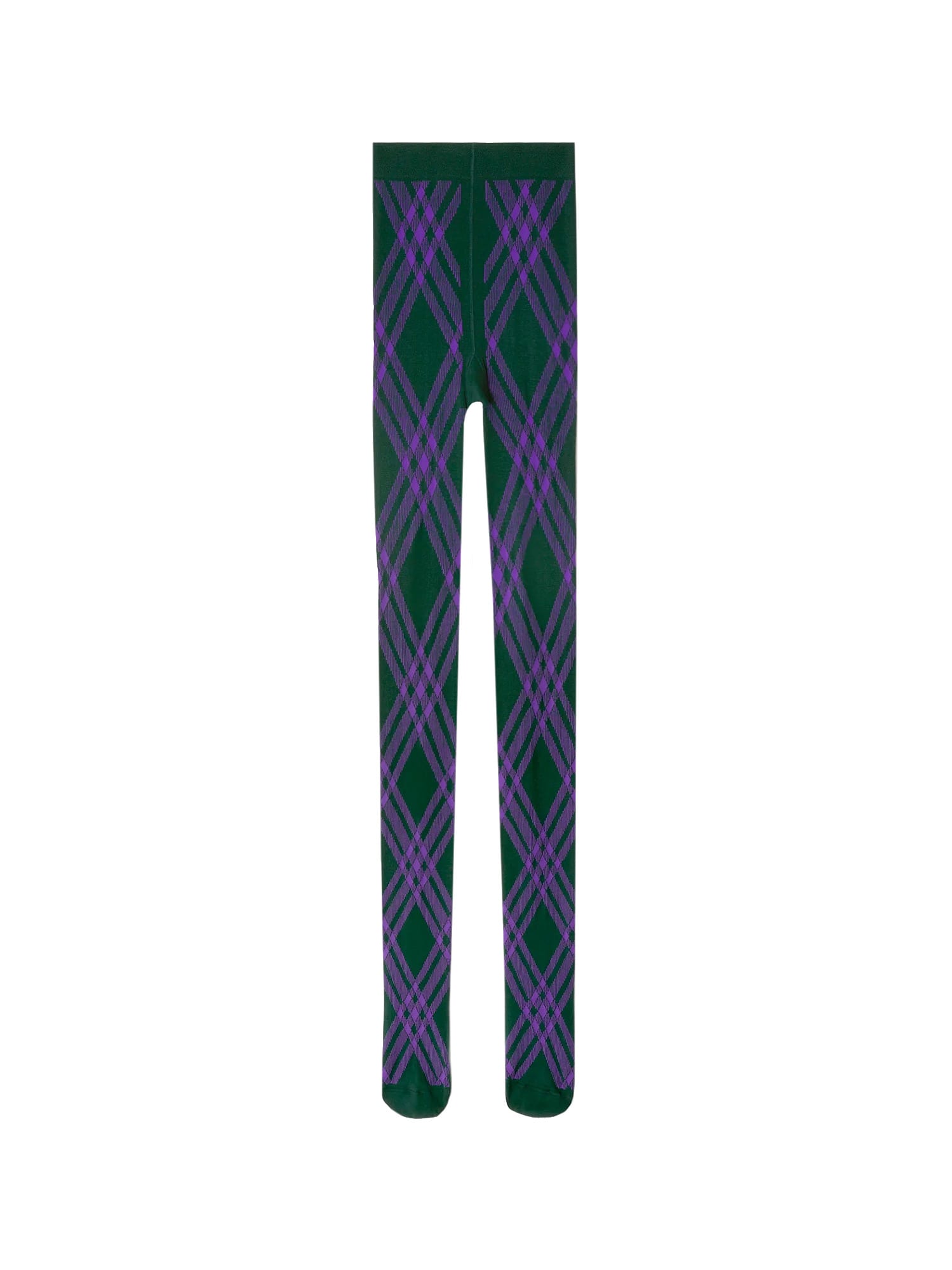 BURBERRY BLACK AND VIOLET THIGHTS WITH ARGYLE MOTIF IN WOOL BLEND WOMAN