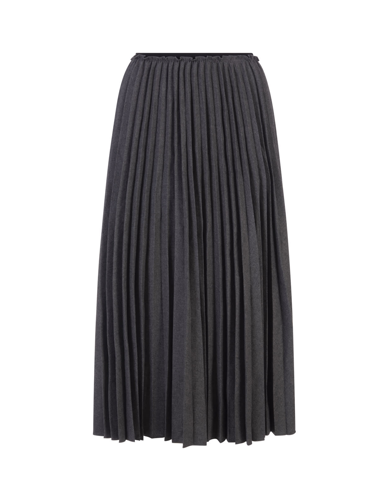 RED Valentino Grey Pleated Flannel Midi Skirt