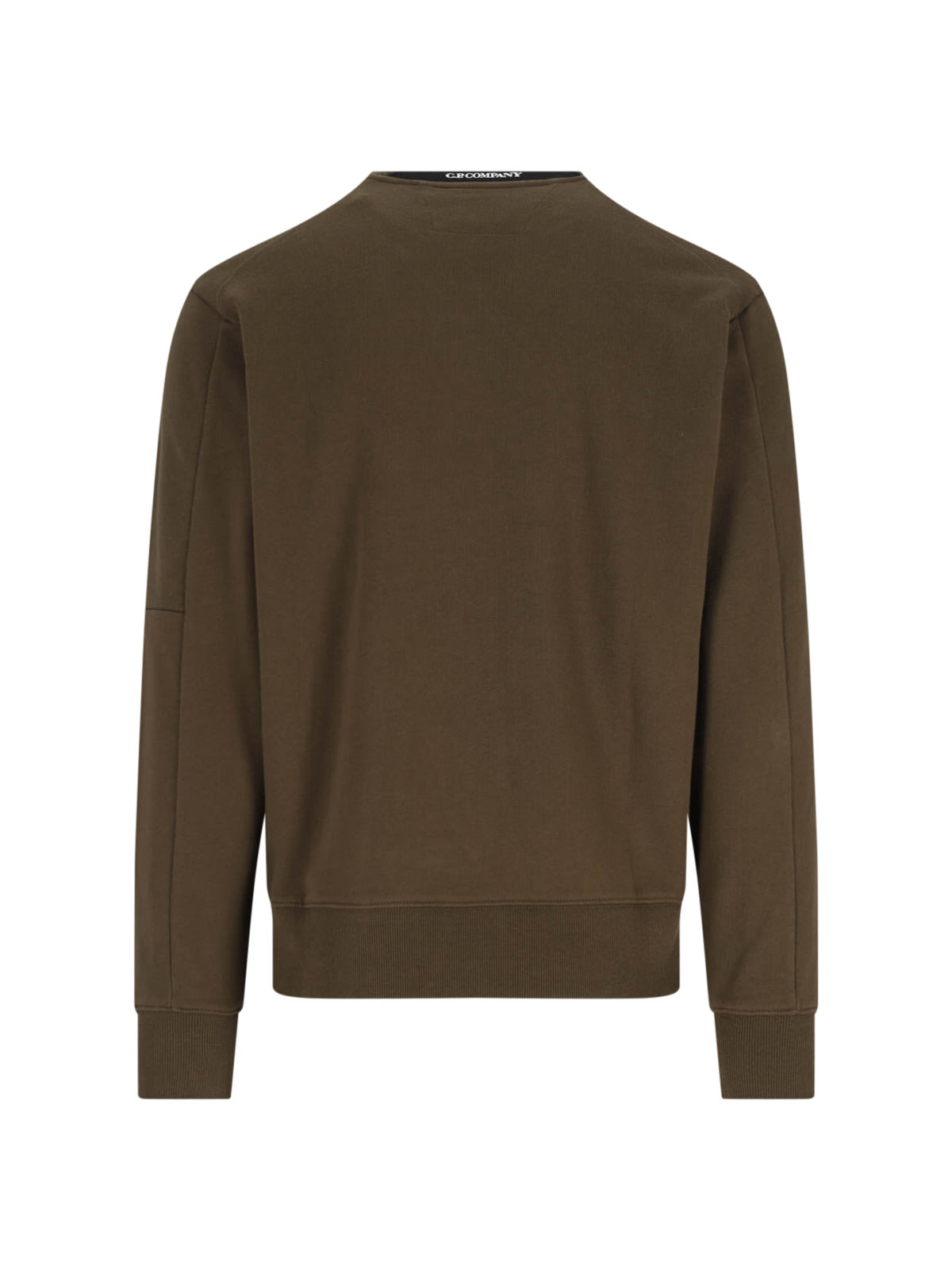 C.p. Company Diagonal Raised Fleece Crew Neck Sweatshirt In Brown