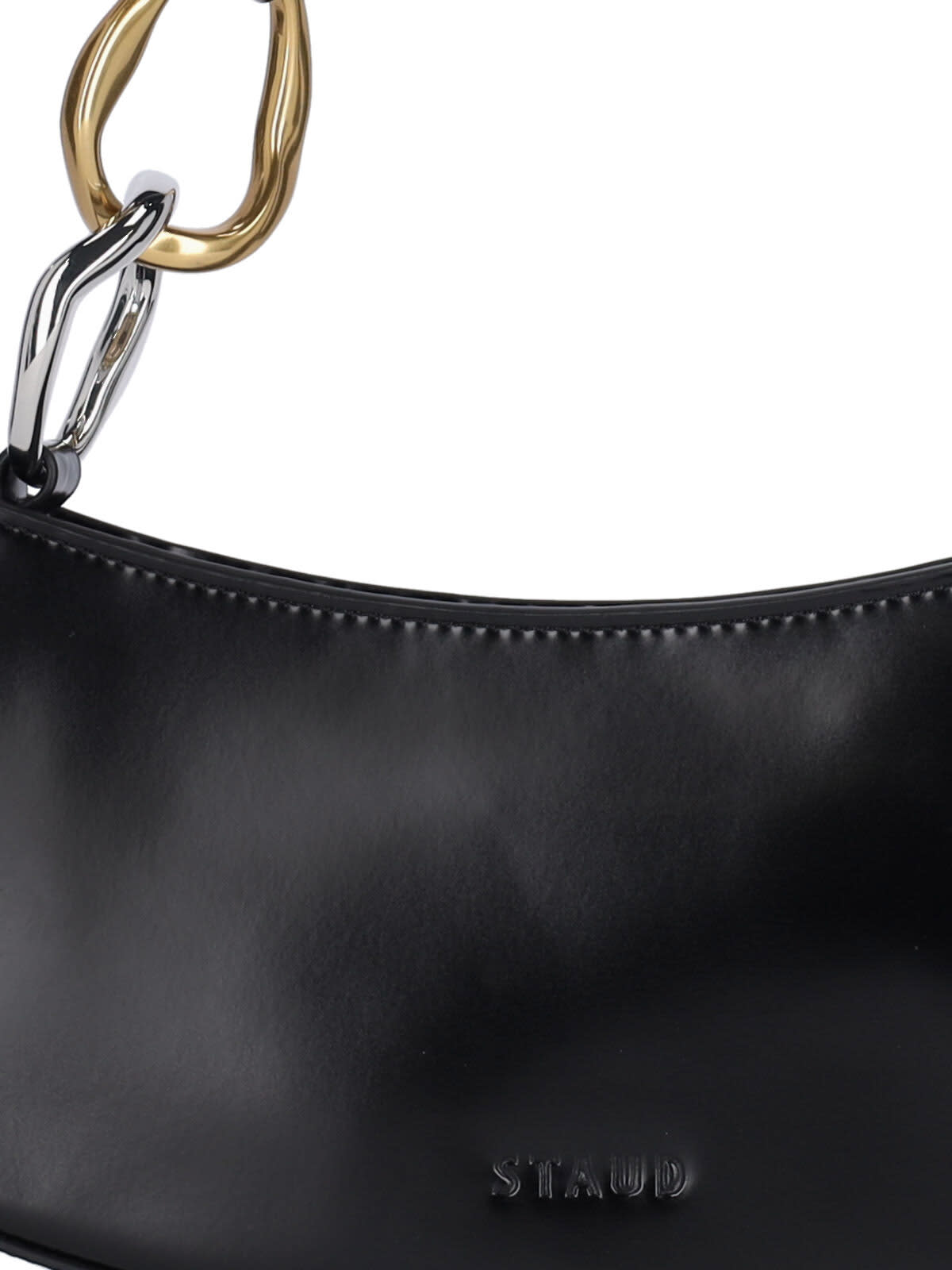 Staud Ollie Calfskin Chain Link Shoulder Bag In Black