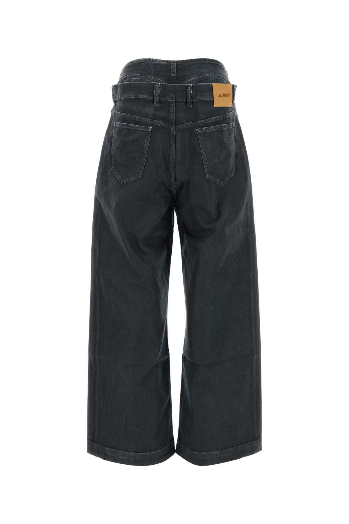 ATTICO SLATE STRETCH DENIM WIDE-LEG JEANS