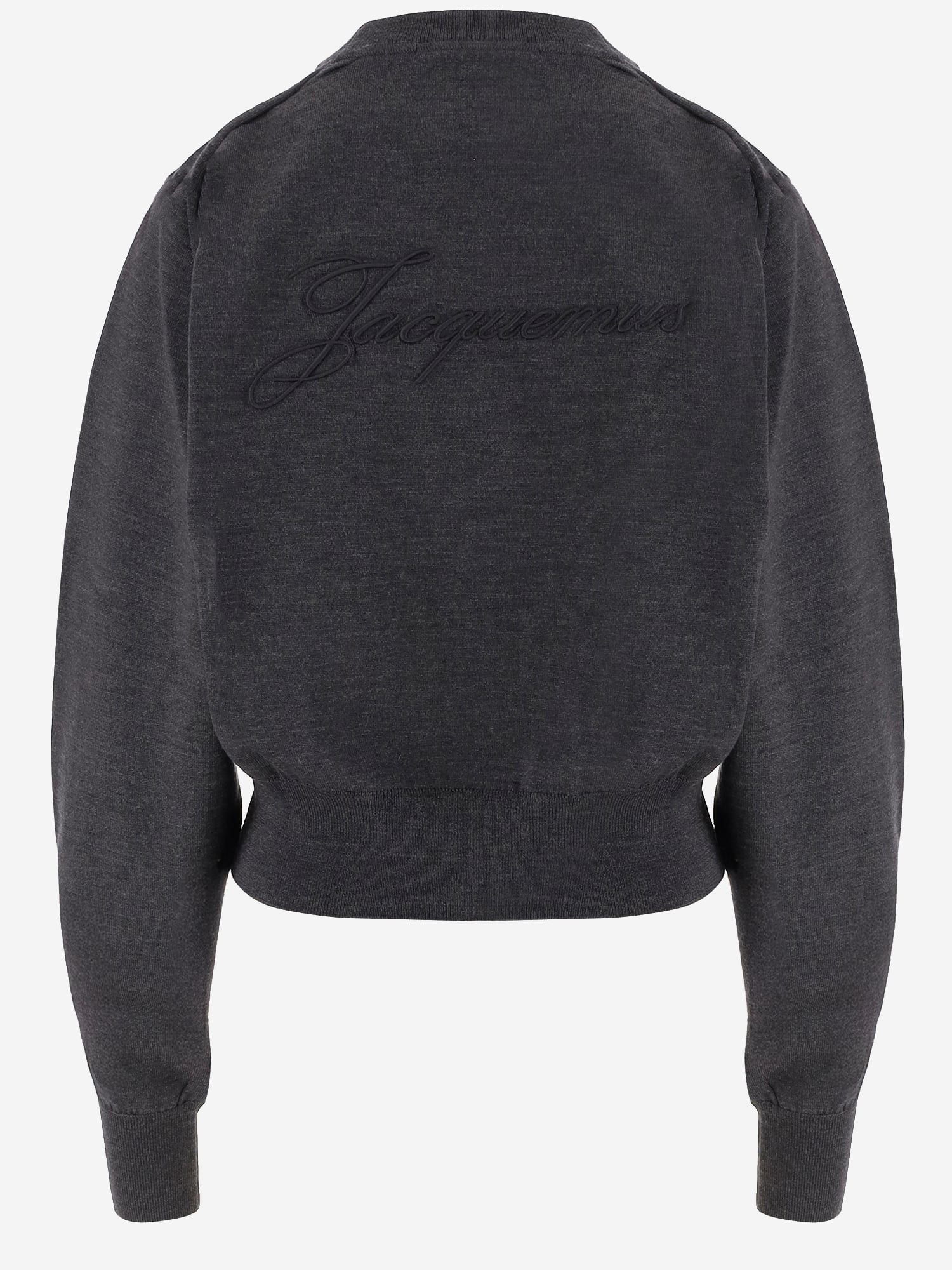 Jacquemus Sweater With Embroidered Logo On The Back In Gray