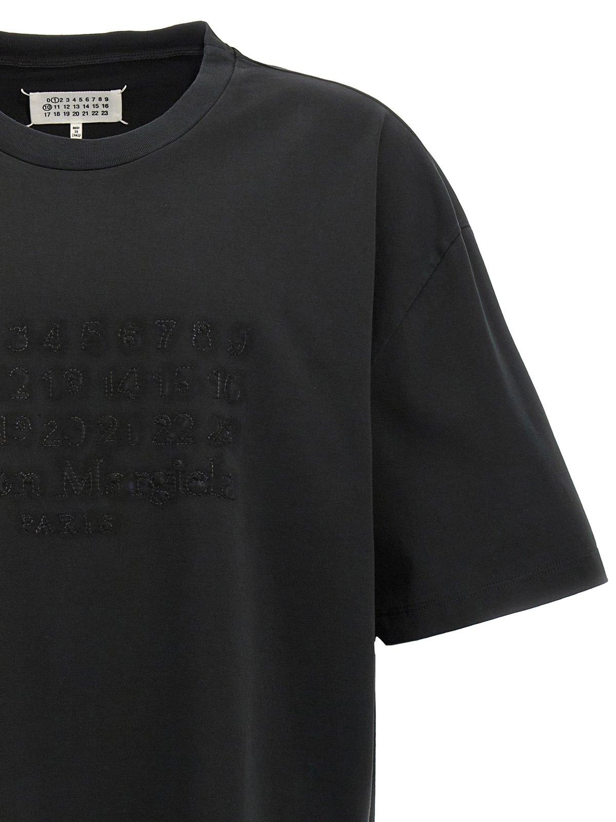 Shop Maison Margiela Logo Embroidered T-shirt In Black