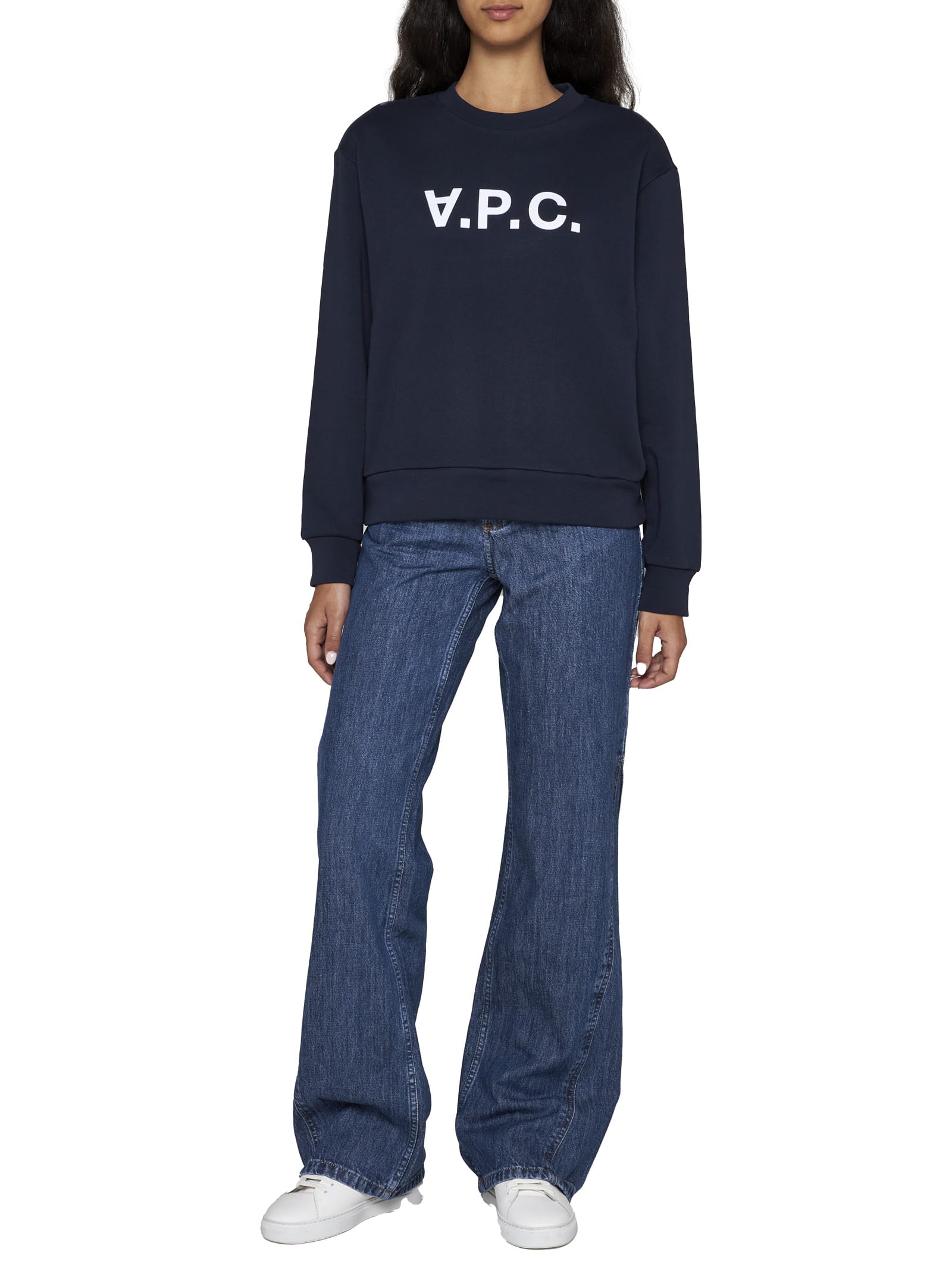 Apc A.p.c. Relaxed-fit Lightweight Cotton Blend Sweatshirt In Dark Navy