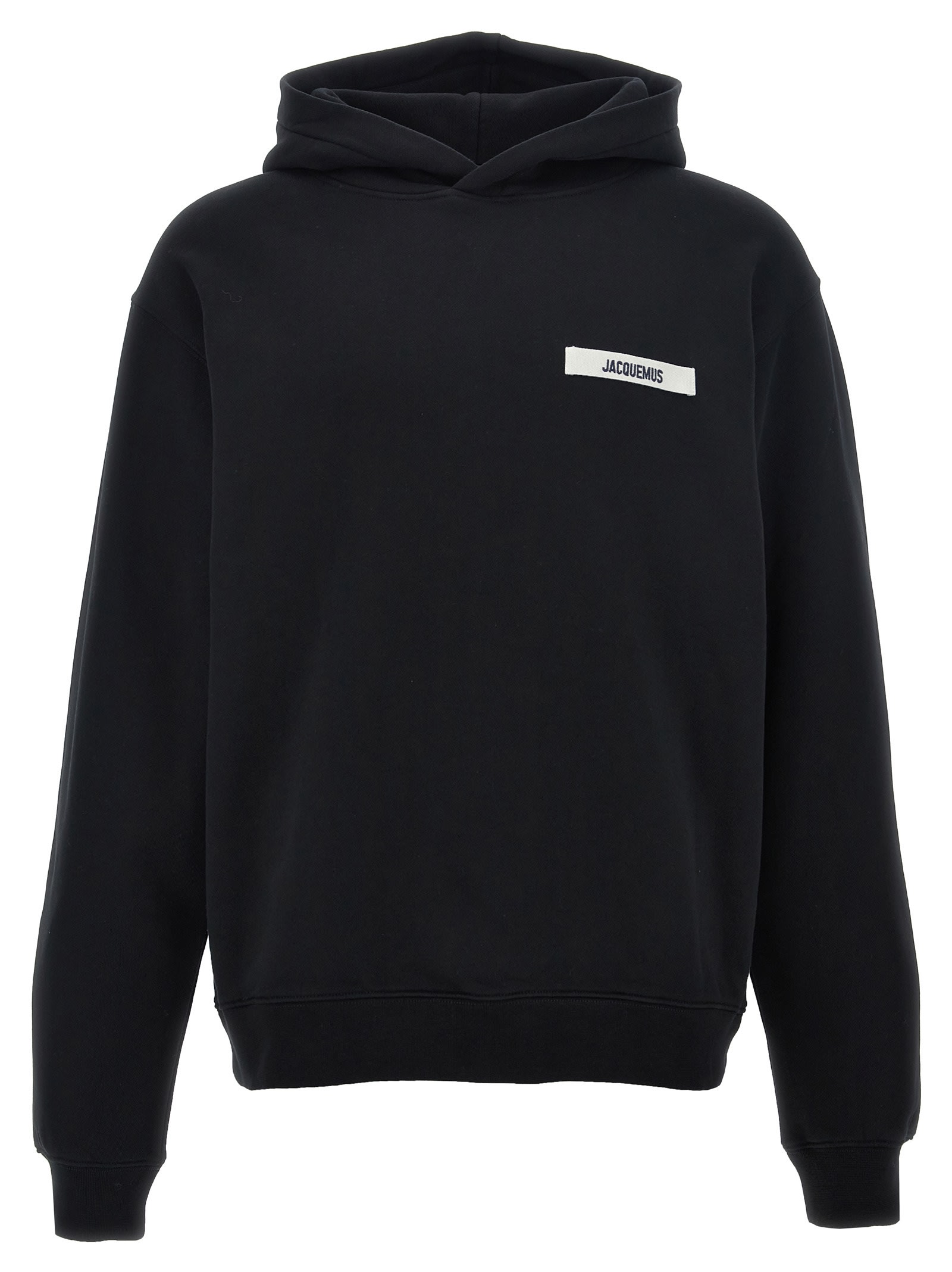 Jacquemus 'le Sweatshirt Gros-grain' Black Sweatshirt With Logo Patch In Black