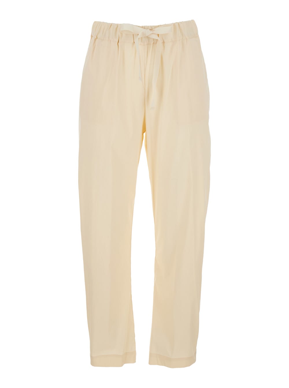 SEMICOUTURE BUDDY BEIGE PANTS WITH ELASTIC DRAWSTRING WAIST IN COTTON BLEND STRETCH WOMAN