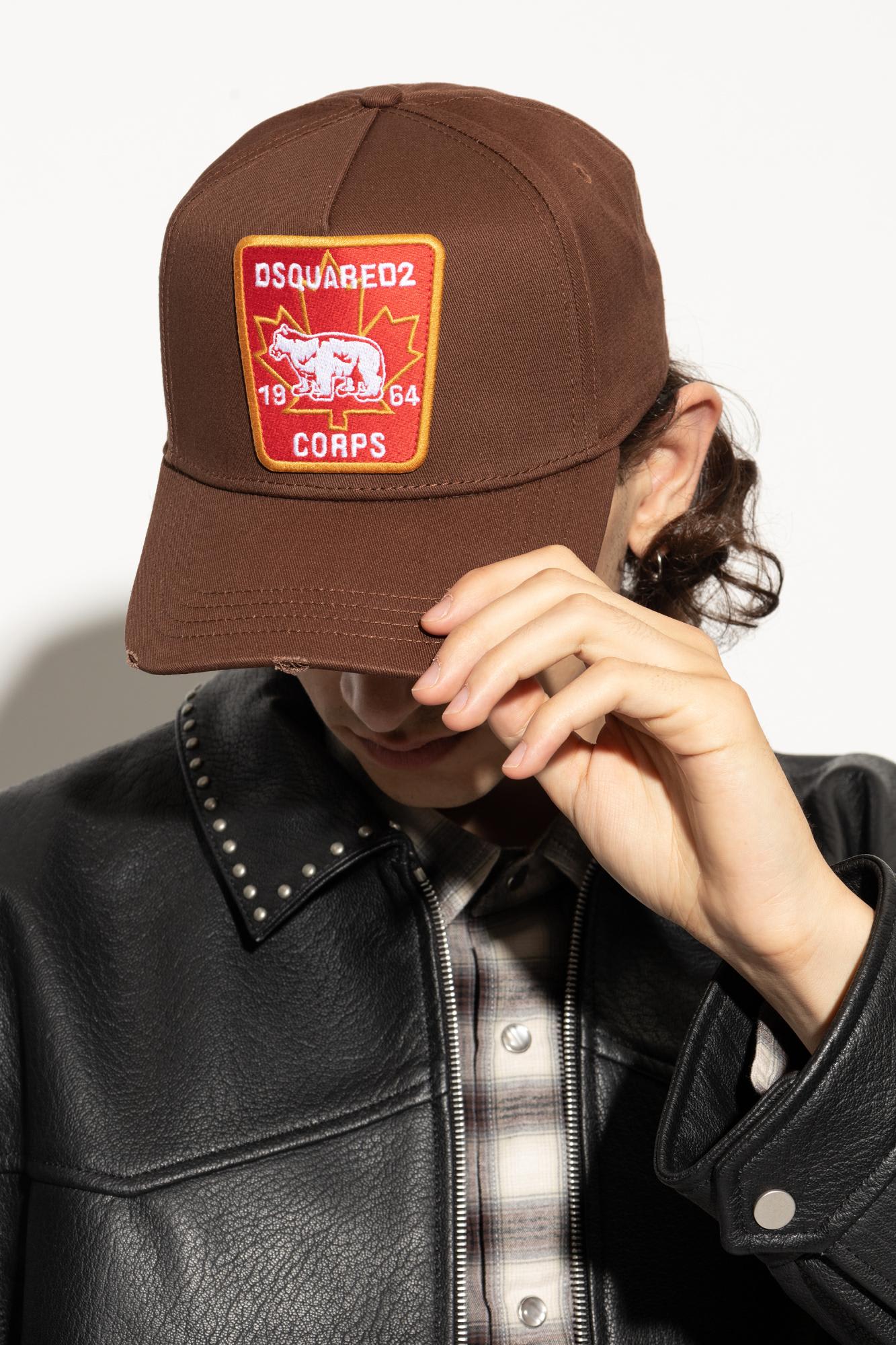 Dsquared2 Bear-maple Leaf Patch Cap In Brown