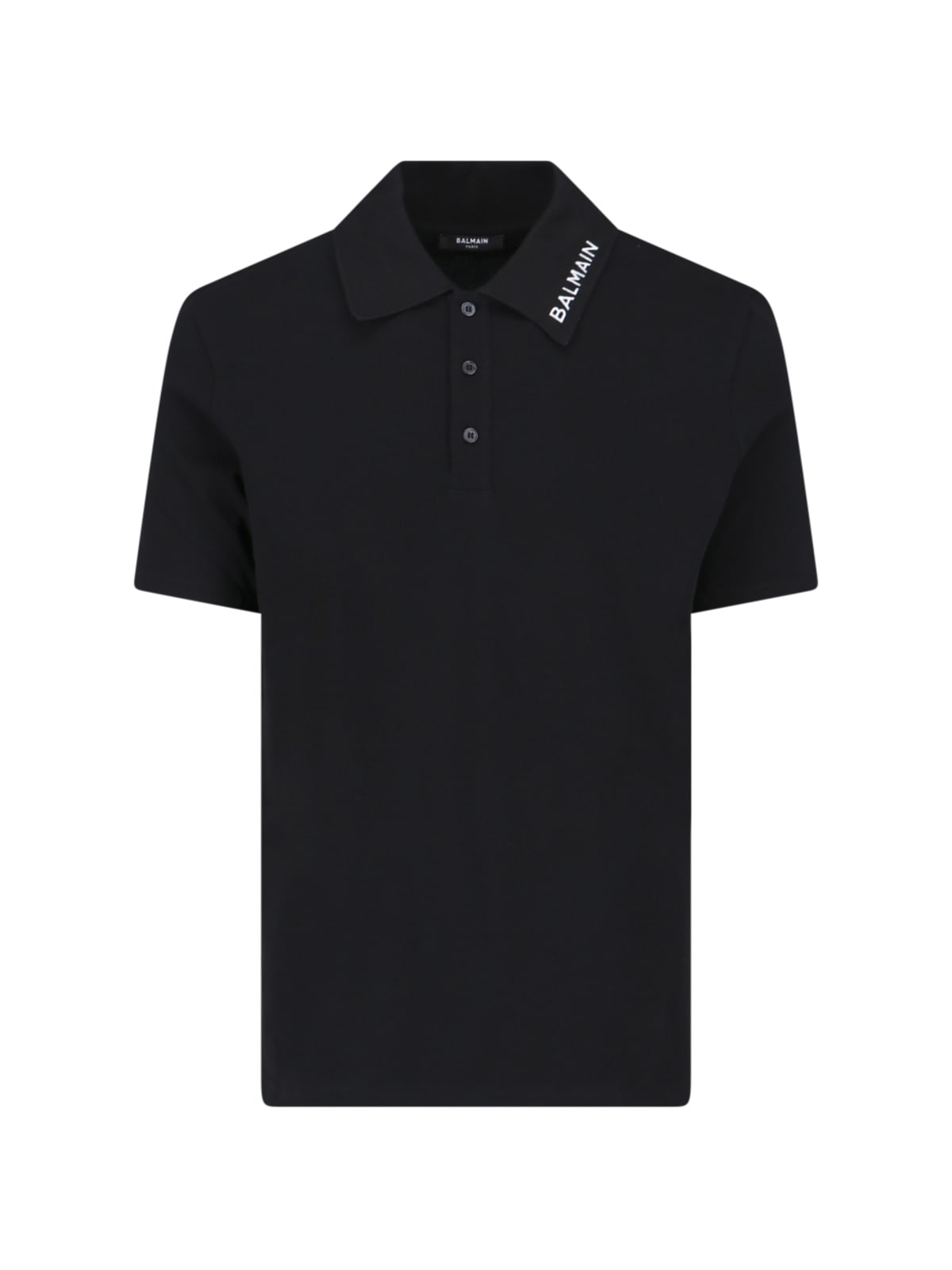 Shop Balmain Logo Polo Shirt In Nero/bianco