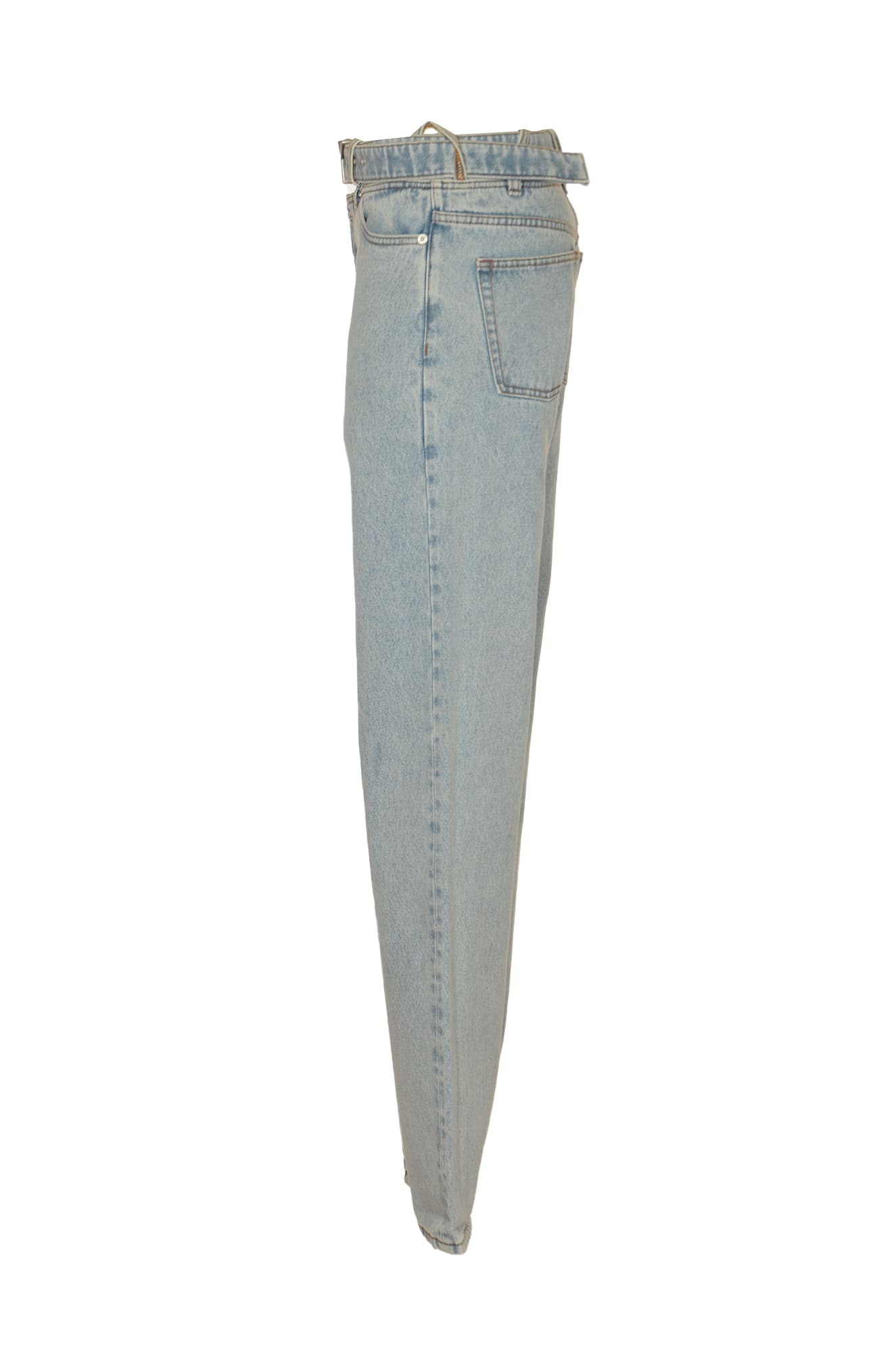 Shop Y/project Flared Leg Belted Jeans In Ice Blue