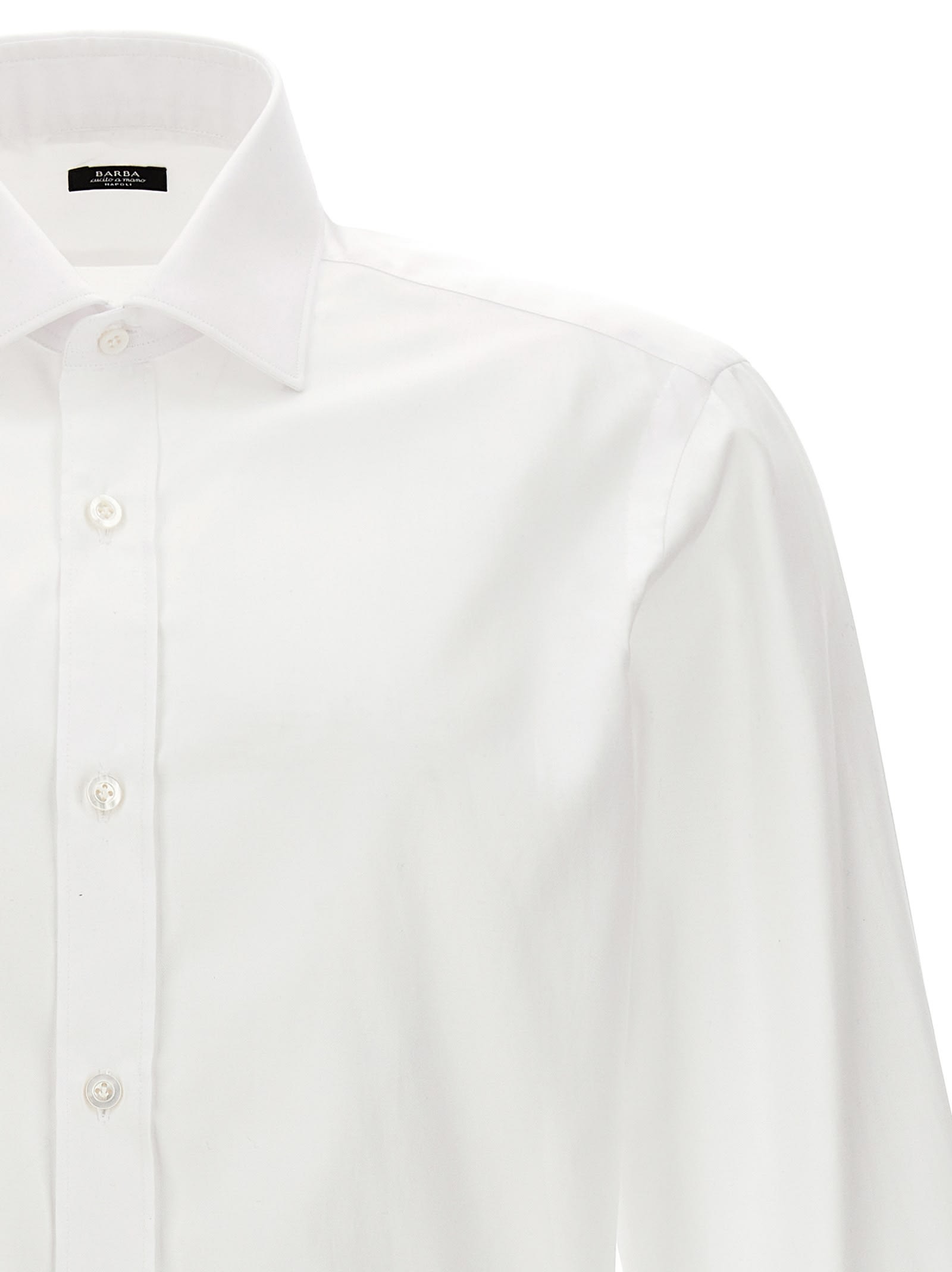Shop Barba Napoli Textured Cotton Shirt In White