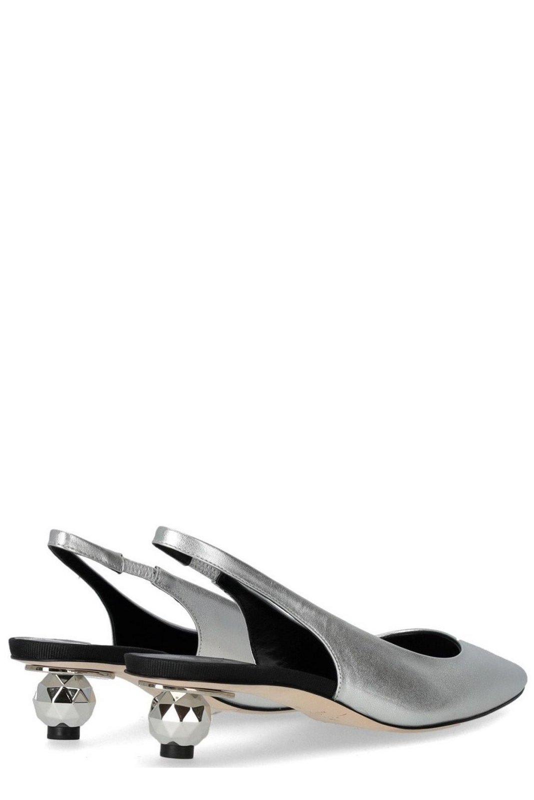 Weekend Max Mara Gallico Silver Slingback Pumps In Silver