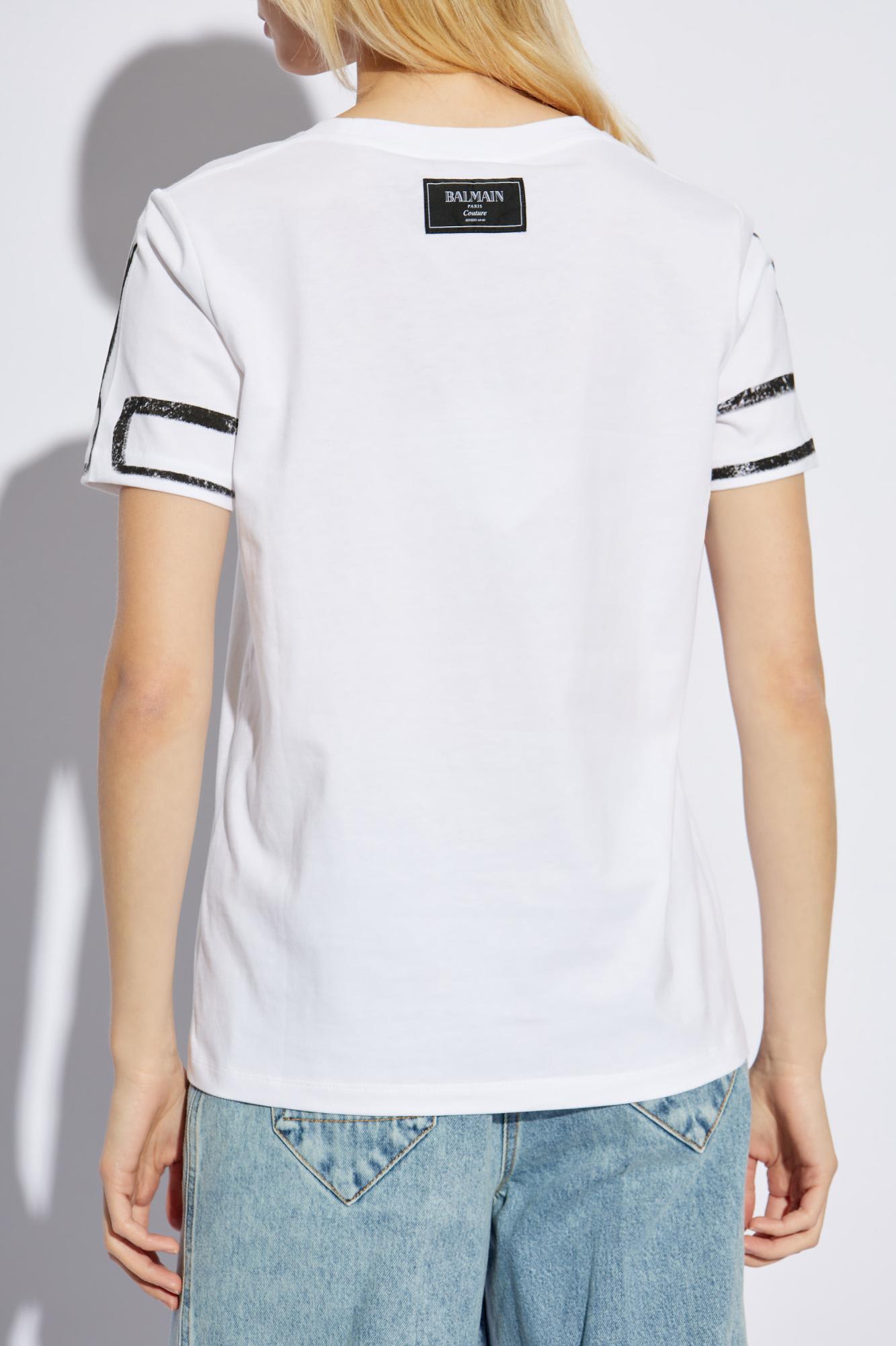 Balmain Women Sl Writing Printed T-shirt In White | ModeSens