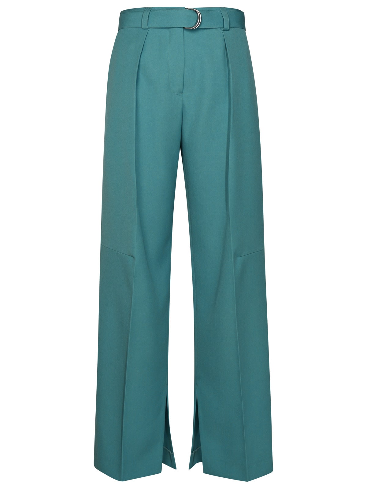 Shop Jil Sander Teal Wool Trousers In Light Blue