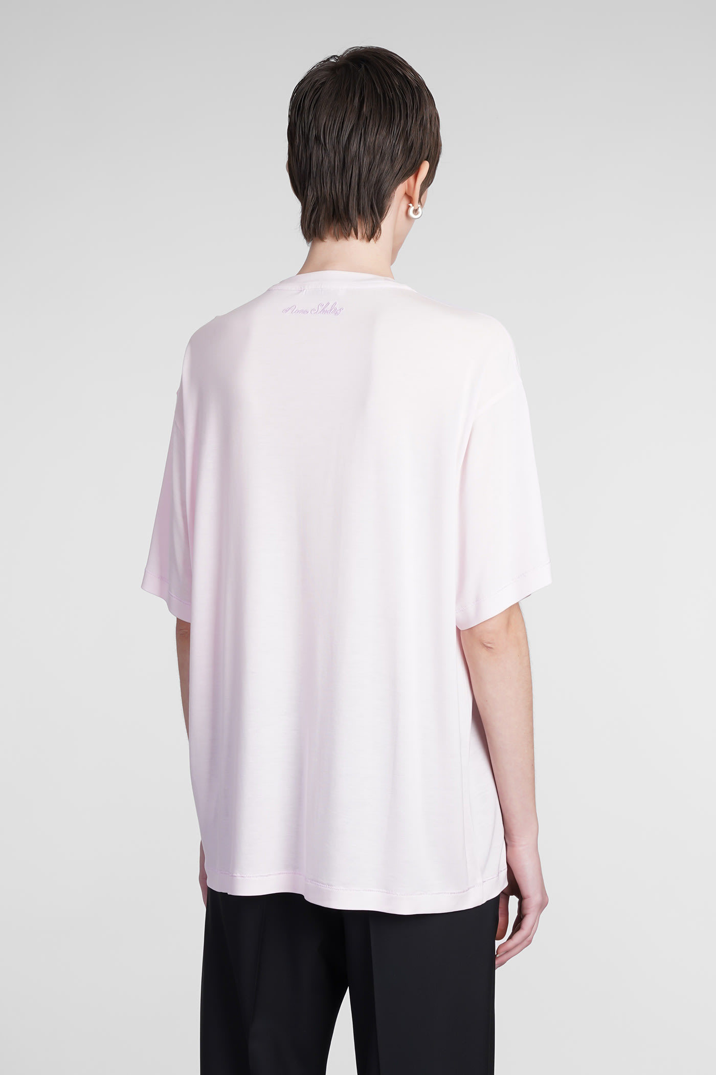 Acne Studios T-shirt In Rose-pink Wool And Polyester In Rose-pink