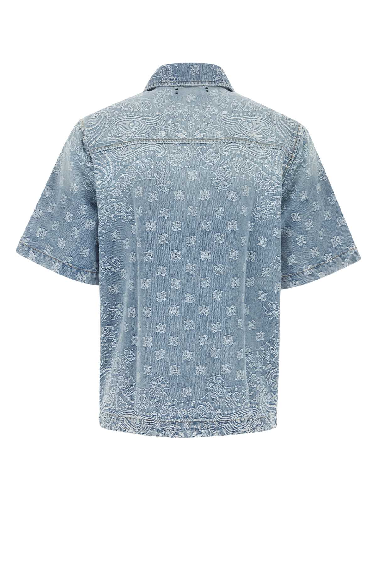 Shop Amiri Embroidered Denim Shirt In Perfectindigo