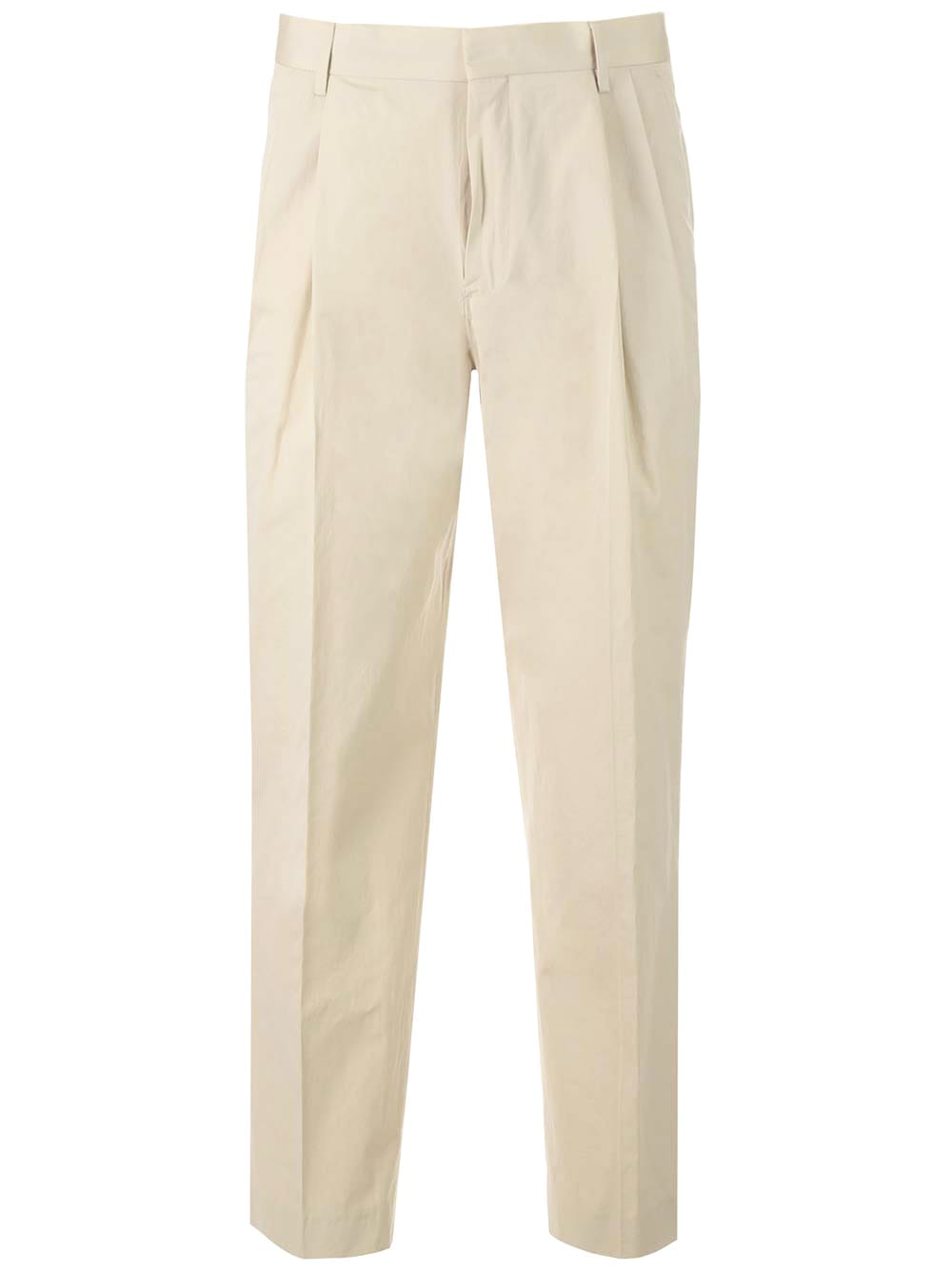 DRIES VAN NOTEN IVORY PLEATED TROUSERS