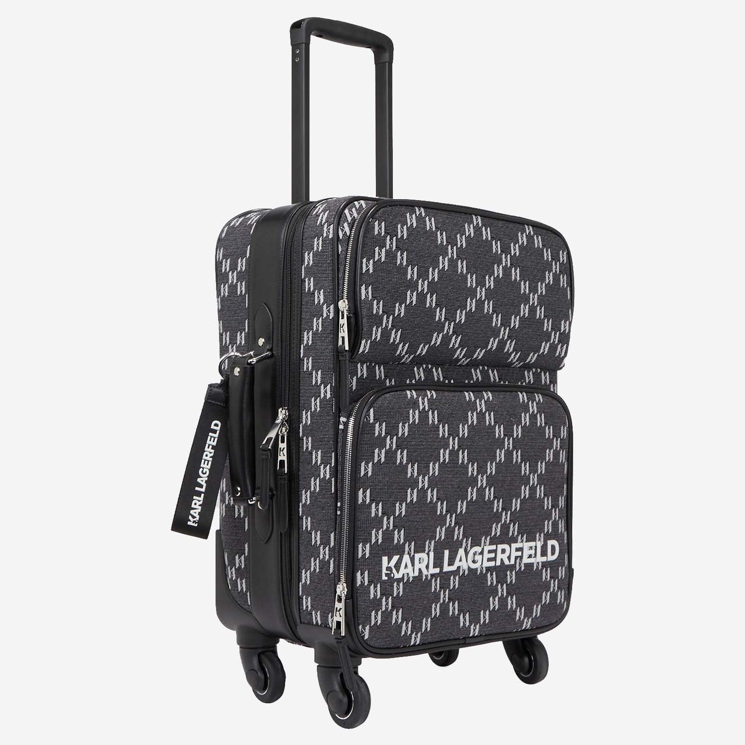Shop Karl Lagerfeld K/monogram Suitcase In Grey