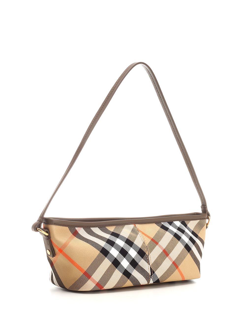 Shop Burberry Check Mini Bag In Beige