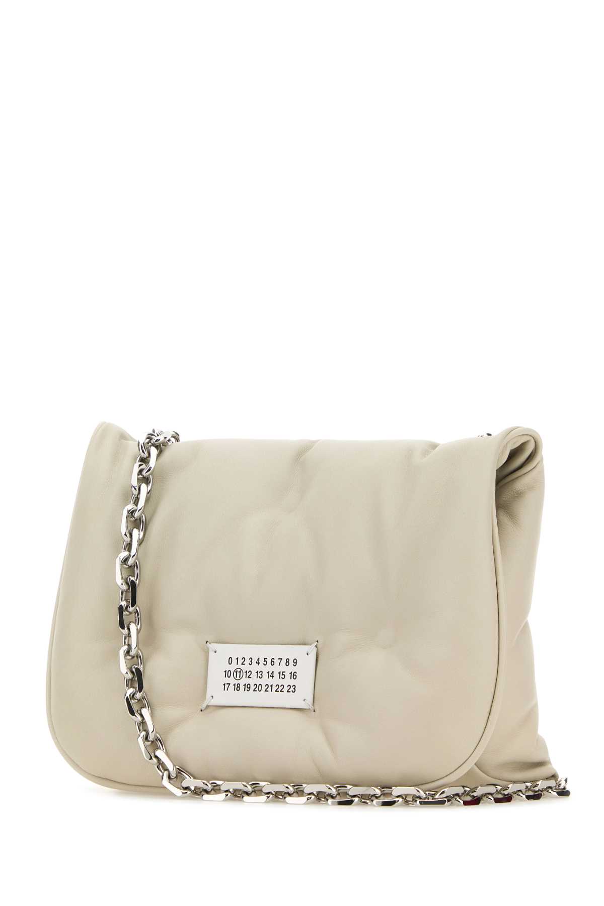 Shop Maison Margiela Chalk Nappa Leather Small Glam Slam Flap Crossbody Bag In Greige