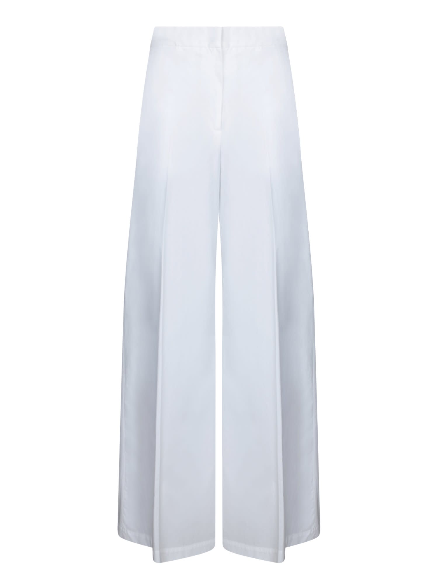 White Cotton Wide-leg Pants
