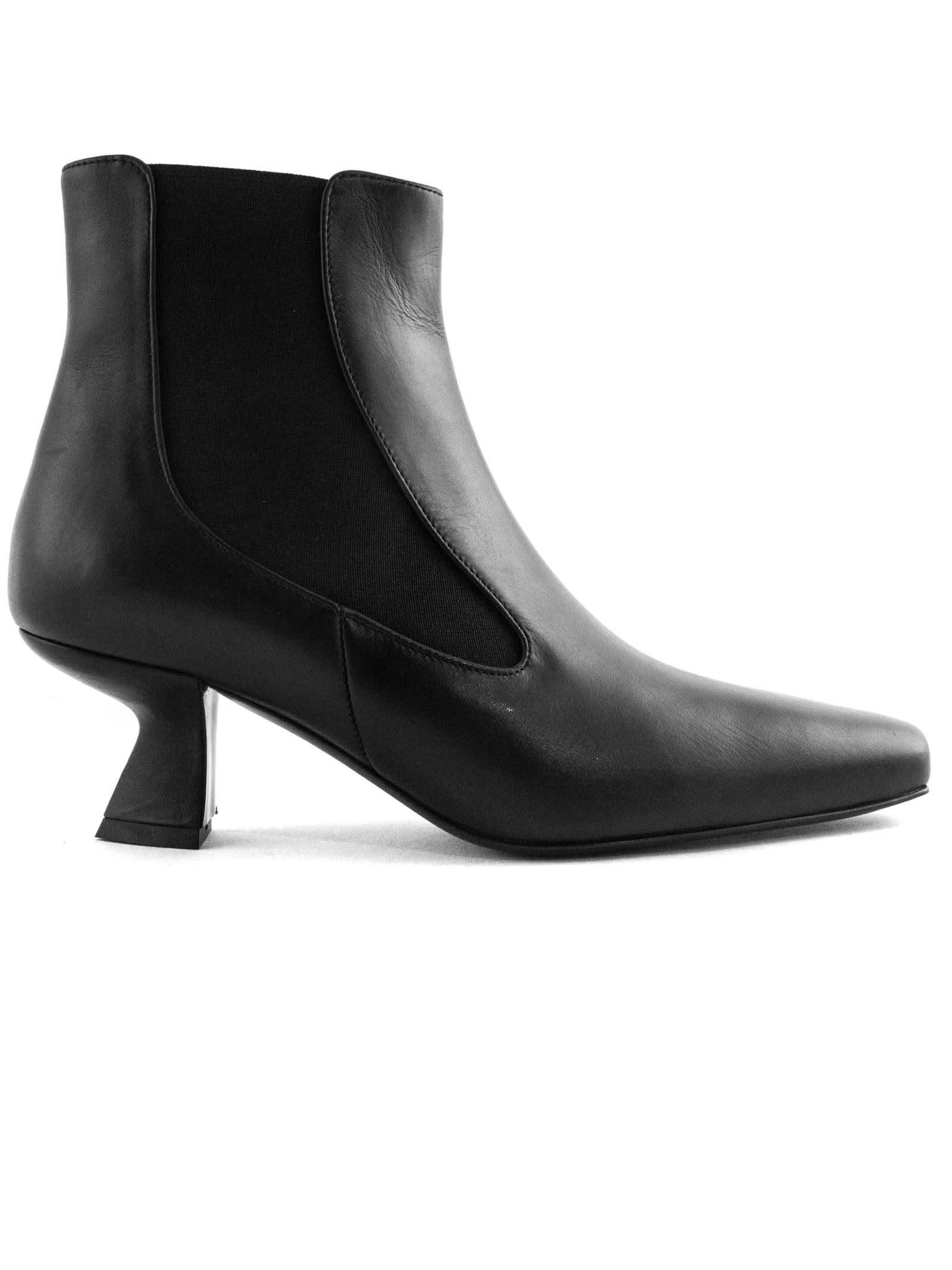 Aldo Castagna Black Leather Azzurra Ankle Boot